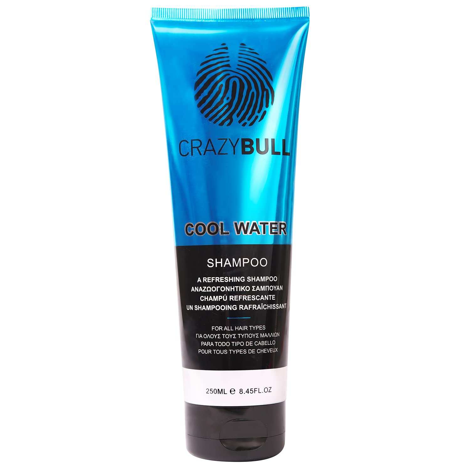 Crazy Bull Cool Water Clarifying Shampoo for Oily Scalp - Menthol & Salicylic Acid Shampoo for Dry & Itchy Scalp - Vegan Oil Control Formula for Men - Travel Size 250ml No Conditioner Needed - Perfect for Gym, Travel & Daily Hair Care