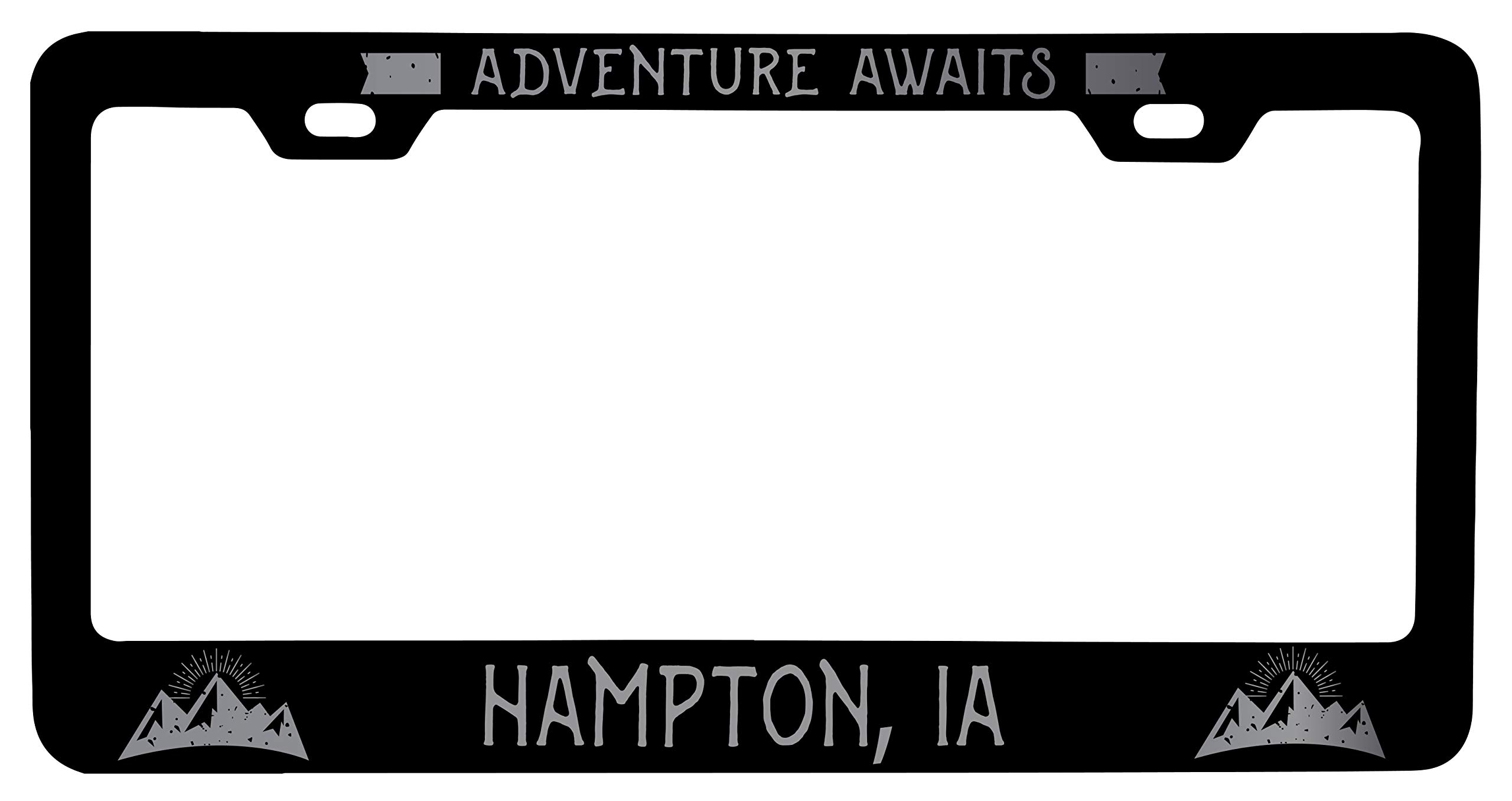 R&R Imports Hampton Iowa Laser Etched Vanity Black Metal License Plate Frame - Durable Car Accessory for Personalization & Style