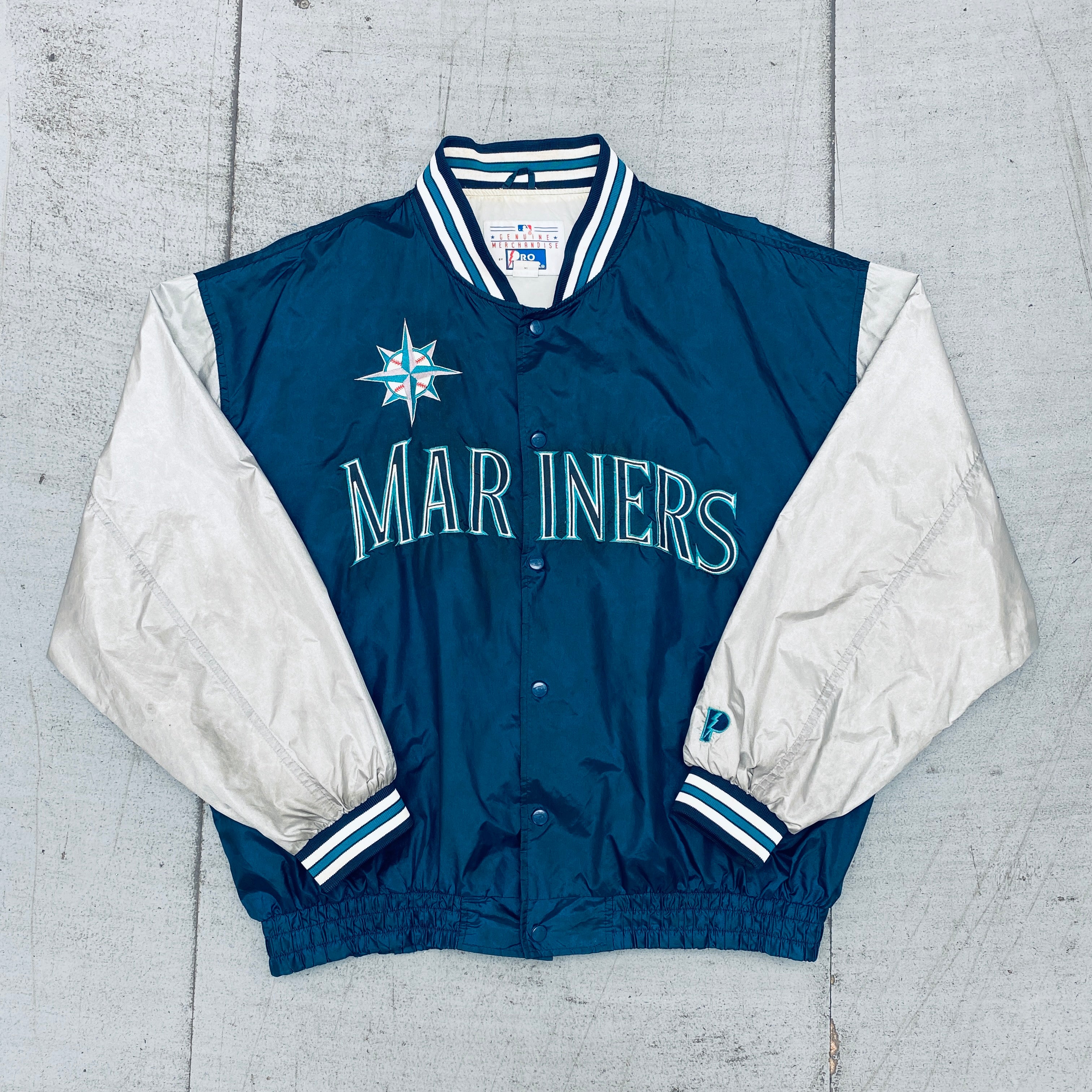 Seattle Mariners 1990s Vintage Pro Player Lightweight Dugout Bomber Jacket XXL - Perfect for Baseball Games, Retro Fashion & Sports Fan Collectibles