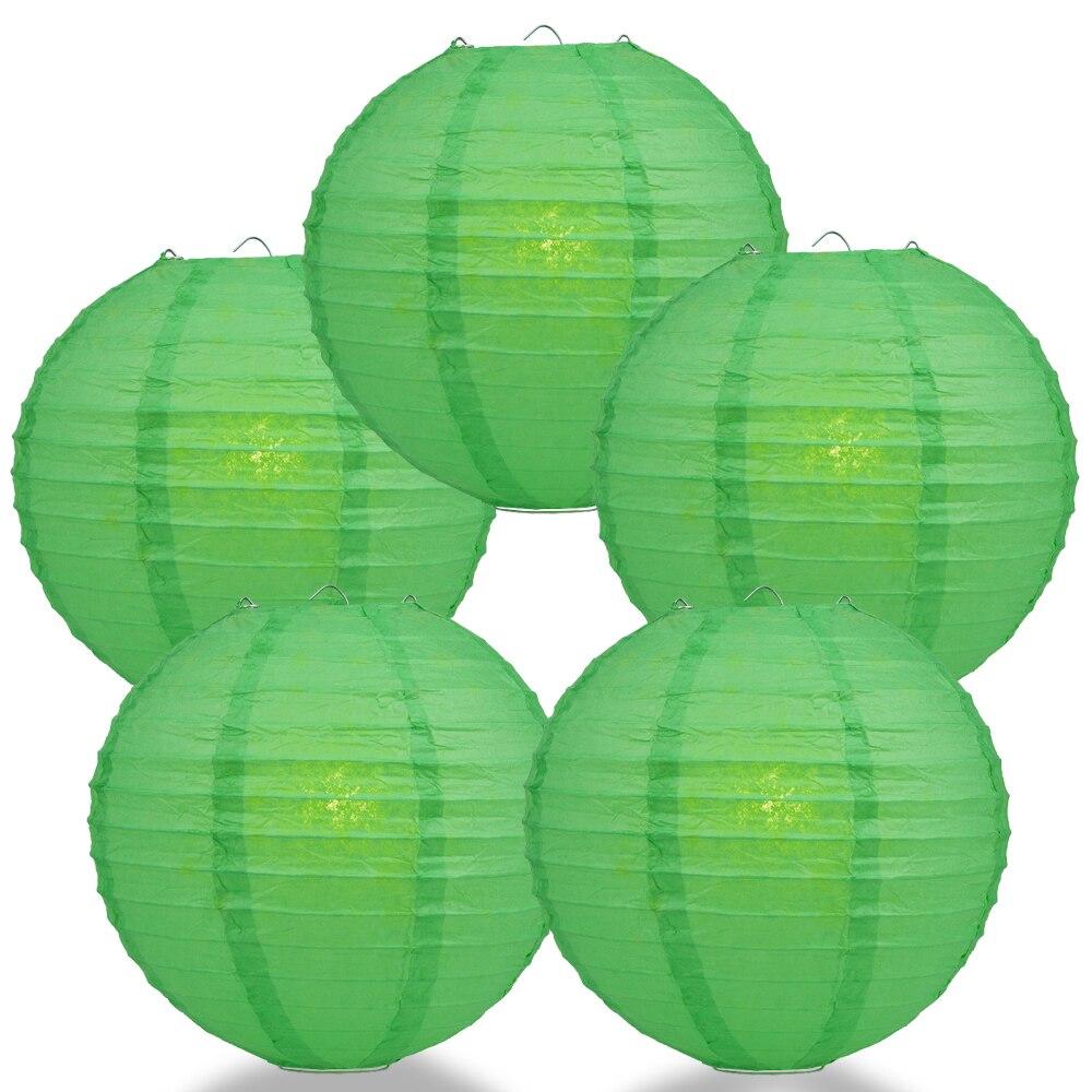 5 Pack 36 Inch Emerald Green Jumbo Round Paper Lanterns - Even Ribbing Chinese Hanging Decorations for Wedding, Party, Festival & Home Decoration - Perfect for Indoor/Outdoor Events & Asian-Themed Celebrations