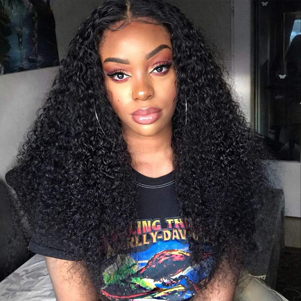 **Afro Kinky Curly 360 Lace Wig 10A Brazilian Human Hair Wigs for Black Women - Pre Plucked 16