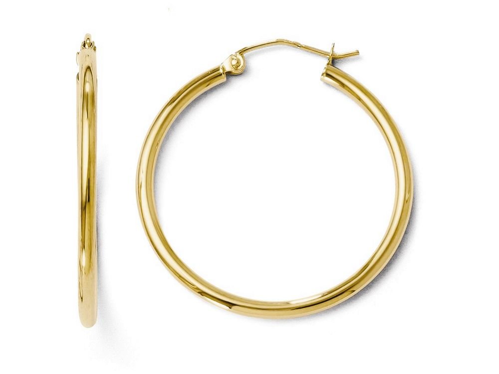FJC Finejewelers 14k Yellow Gold 2mm Polished Hoop Earrings for Women - Classic Everyday Jewelry for Work, Date Night & Special Occasions