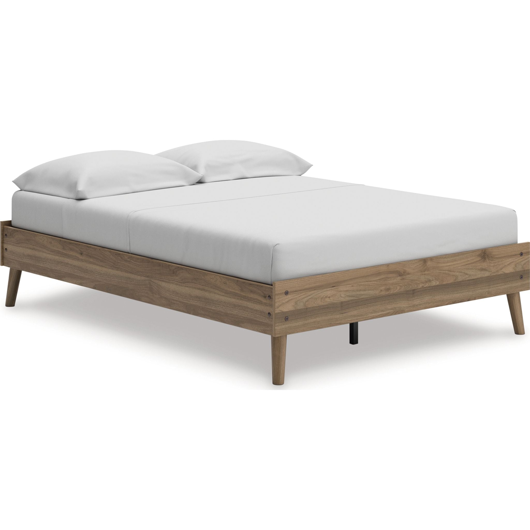 Aprilyn Full Size Platform Bed Frame with Headboard - Honey Finish, Sturdy Wooden Slat Support, Easy Assembly, Modern Minimalist Design for Bedroom, Guest Room, or Dorm