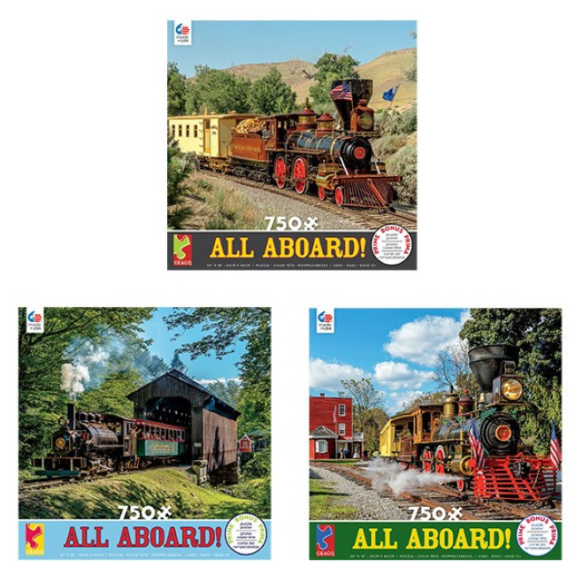 Ceaco All Aboard! Assorted Oversize 750-Piece Jigsaw Puzzle – Perfect for Family Game Nights & Relaxing Activities