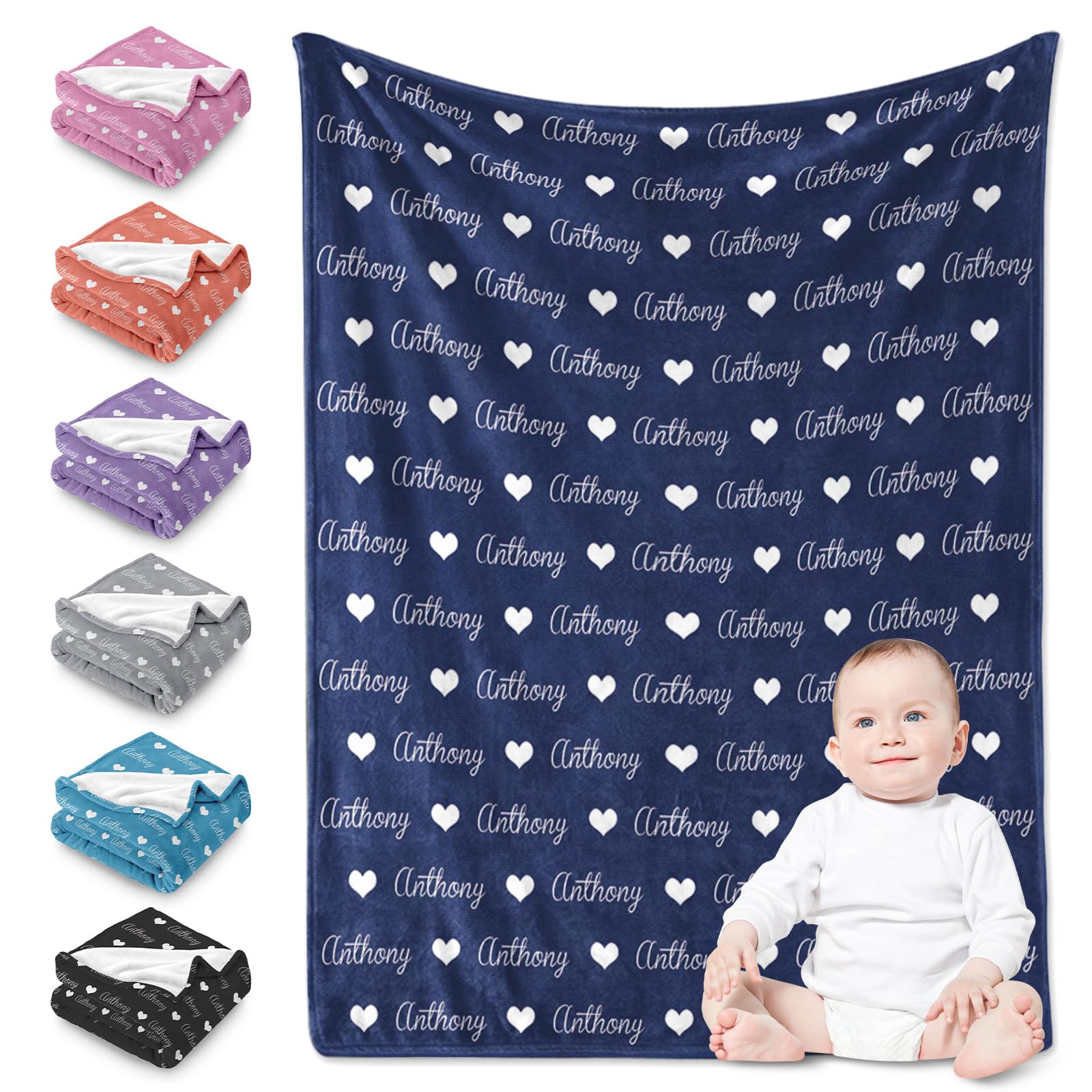 Personalized Yoke Style Blankets for Kids & Adults - Custom Name Baby Blanket, Gift for Mom on Christmas, Birthday, Valentine's Day | Cozy Home Decor, Nursery Essential, Thoughtful Present for Special Occasions
