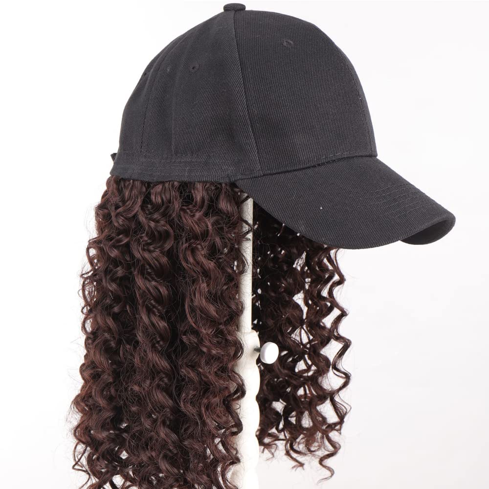 One Piece Baseball Cap with 21 Inch Long Wavy Hair Extension - Synthetic Wig Hat for Women & Girls - Perfect for Cosplay, Costume Parties & Everyday Fashion