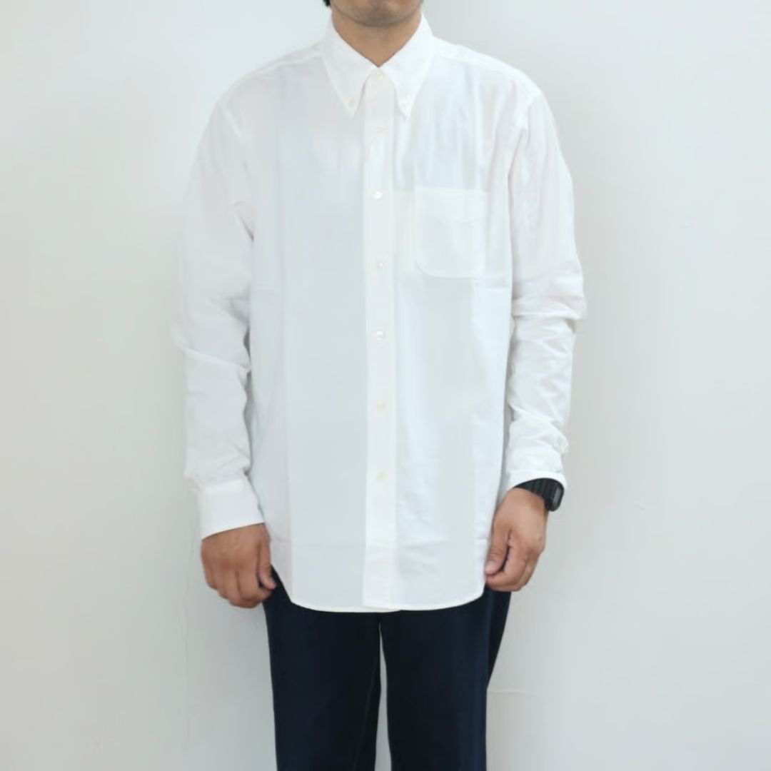 Premium White Royal Oxford Cotton Long Sleeve Dress Shirt for Men - Perfect for Business, Office, and Formal Occasions