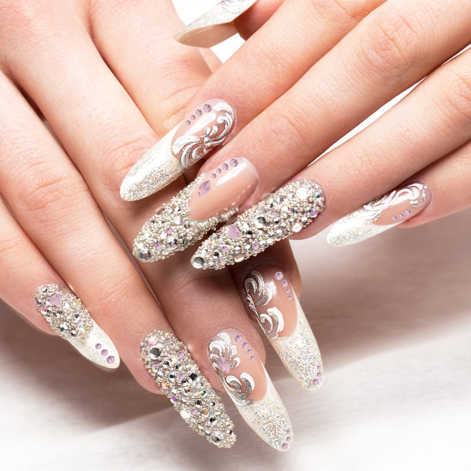 1 Box Manicure Fancy Shape Diamonds Nail Art Jewels - 3D Flatback Rhinestones, Animal Charms & Alien Nail Decorations for Nail Art, DIY & Salon Use - Perfect for Parties, Weddings & Special Occasions
