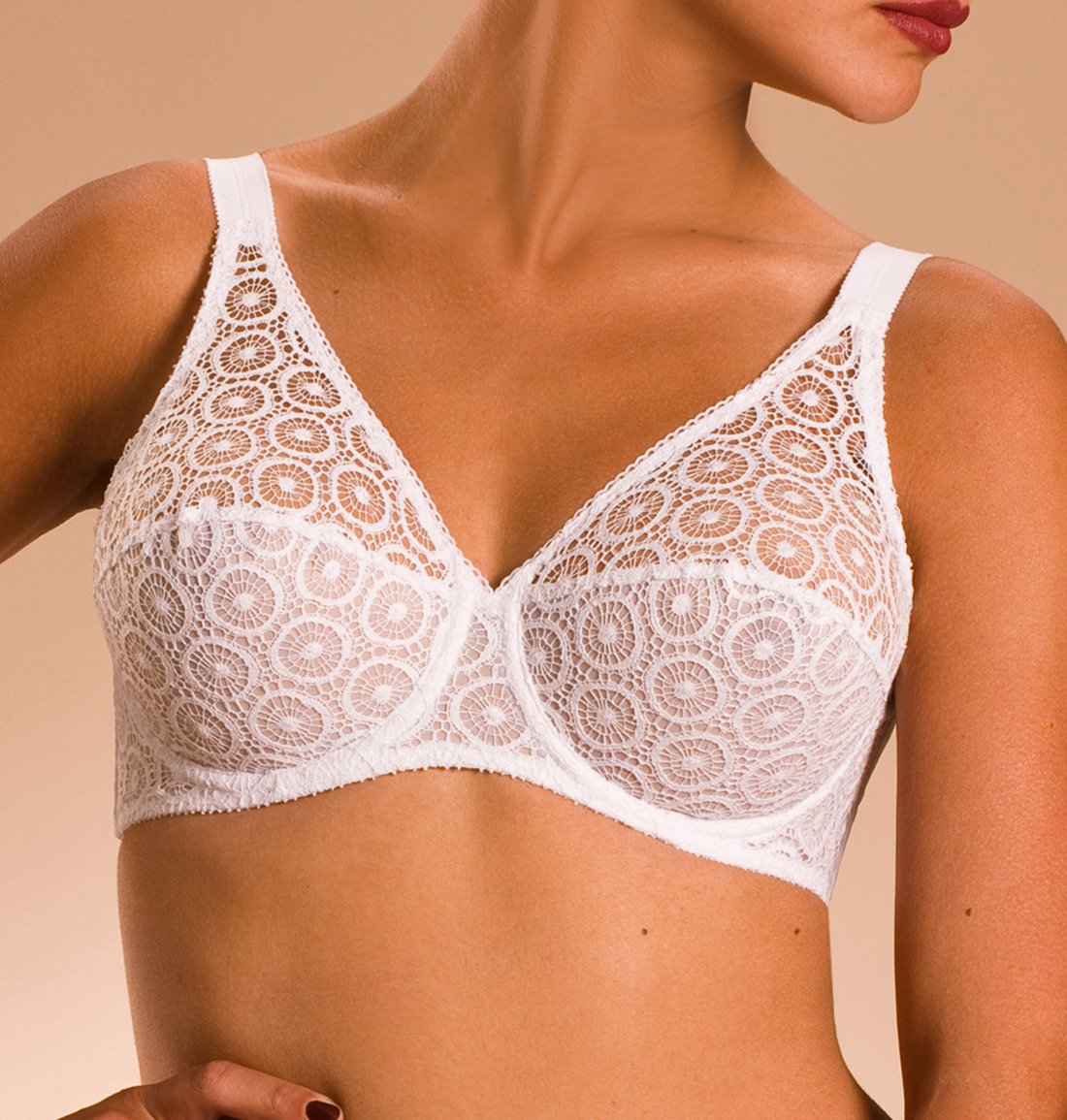 Chantelle Fête Sheer Mesh Underwire Bra - 1960s Vintage Style White Lace Lingerie for Women | Comfortable & Sexy Everyday Wear, Date Night, Bridal, Special Occasions
