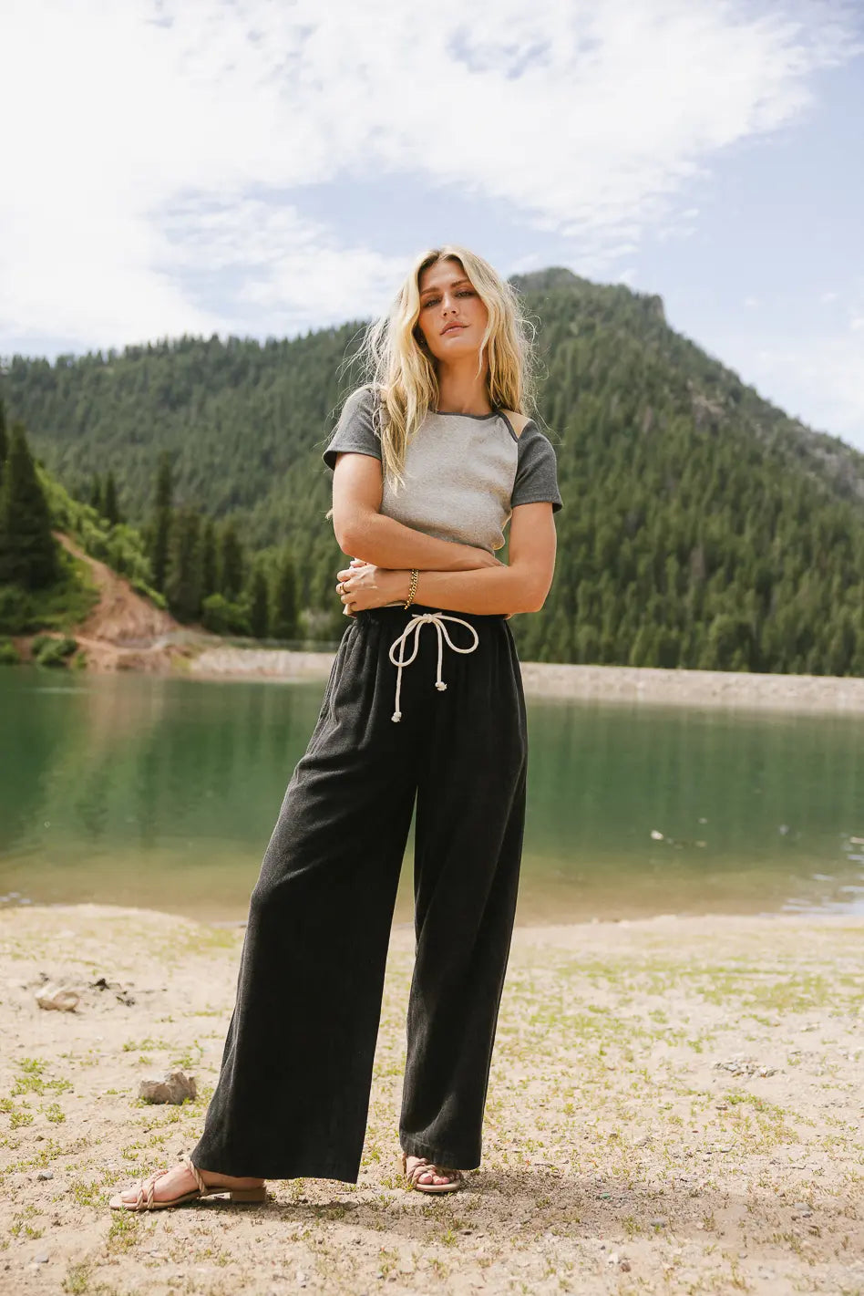 Nico Wide Leg Pants for Women - Black High Waist Flowy Trousers | Comfortable & Stylish Lounge Pants for Casual Wear, Office, Travel & Yoga
