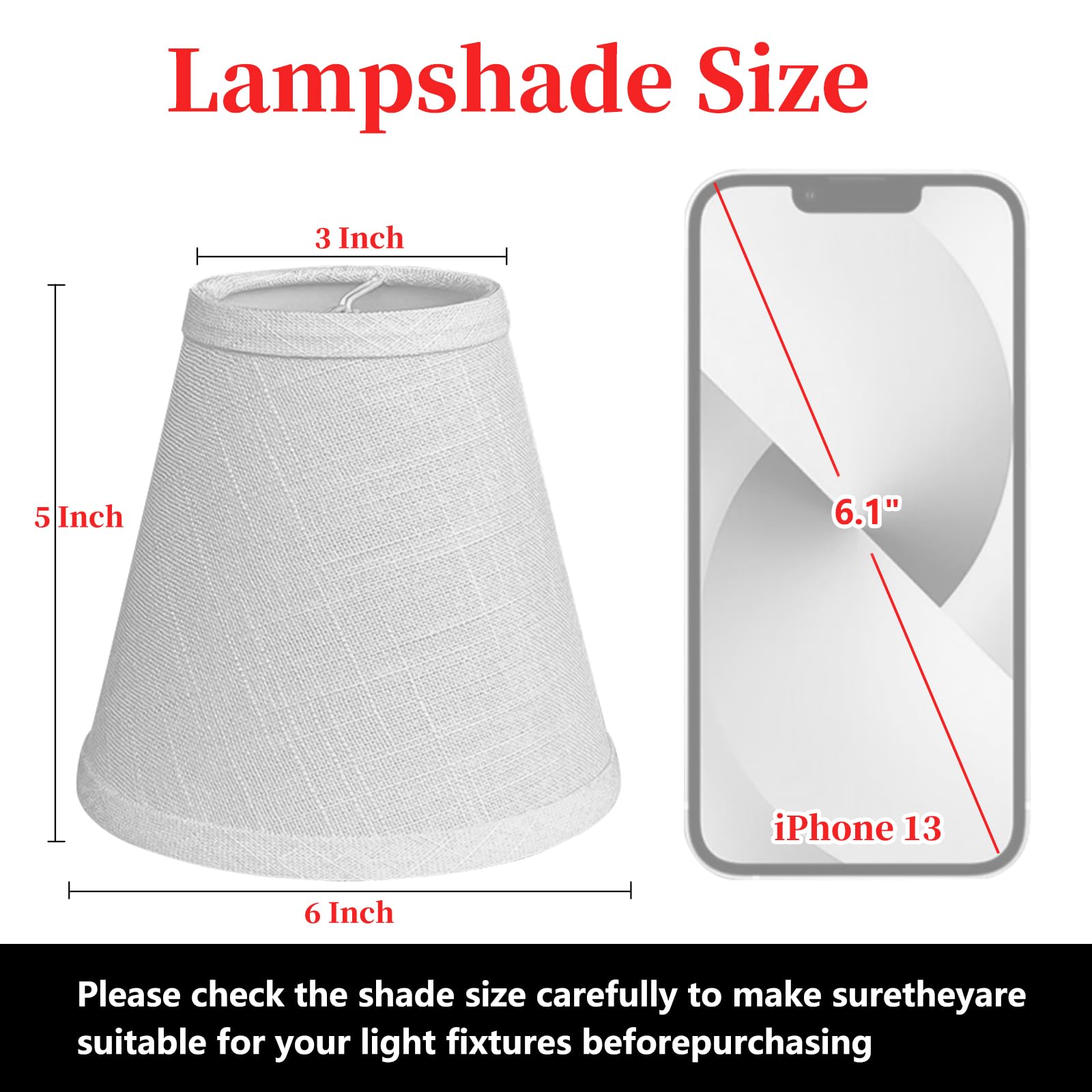 TOOTOO STAR Mini White Barrel Lamp Shades Set of 2 - 3x6x5 Inch Clip On Fabric Lampshades for Table, Chandelier, Wall & Floor Lamps - Perfect for Bedroom, Living Room & Office Lighting Decor