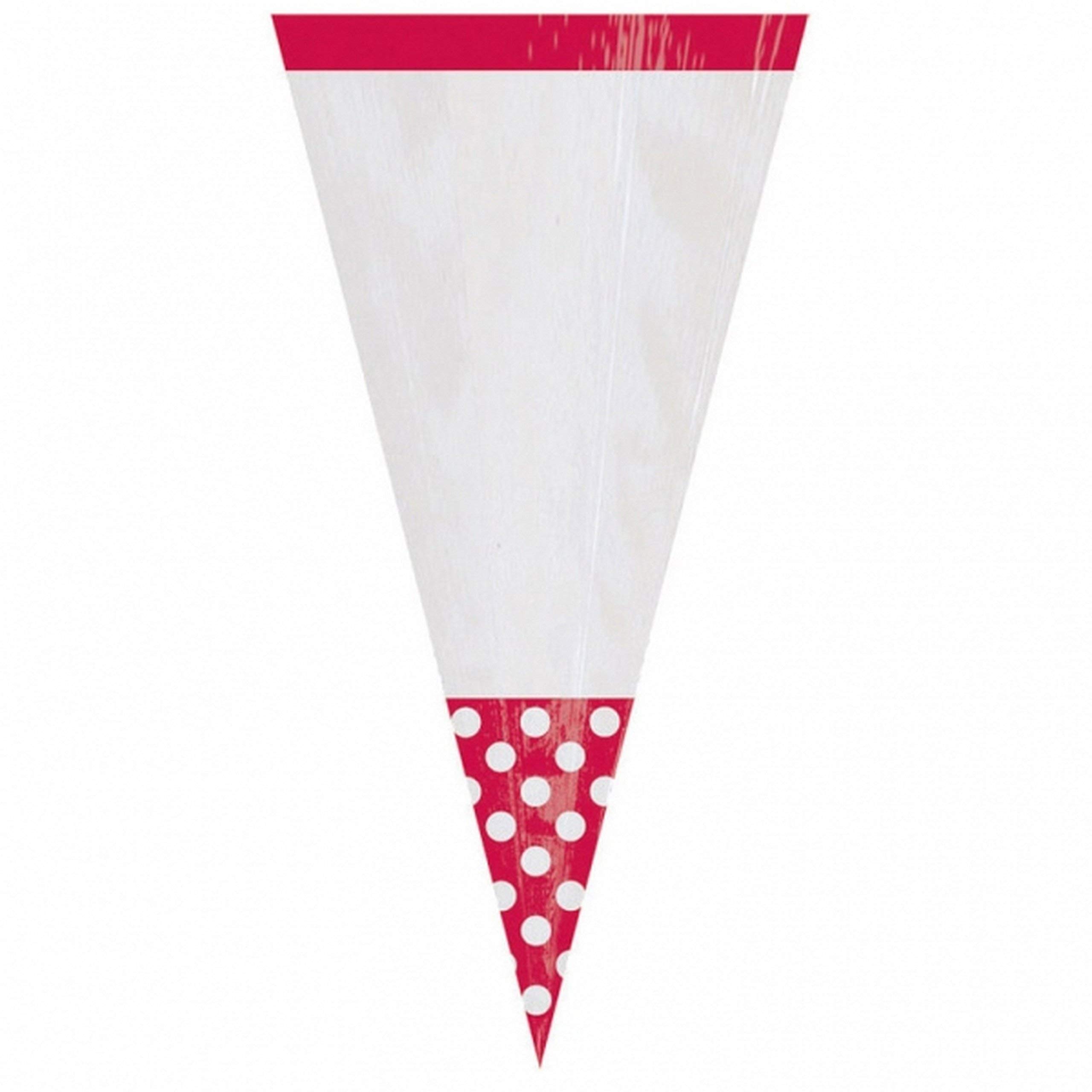 Amscan Polka Dot Candy Buffet Cones - 24 Pack, Apple Red Party Treat Bags for Weddings, Baby Showers & Birthday Celebrations