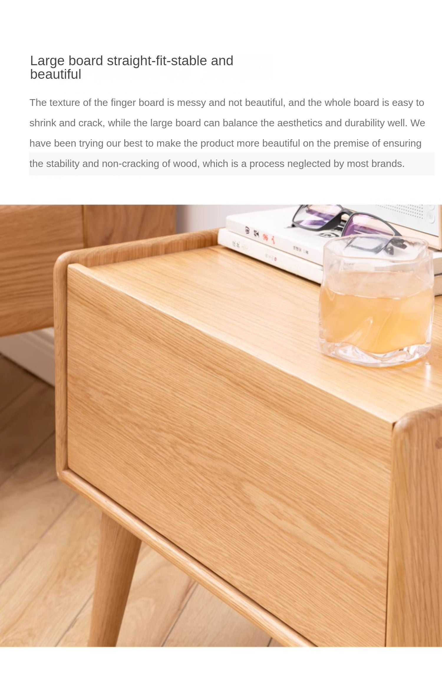 Solid Oak Wood Nightstand with Built-in USB Outlet - Perfect for Bedroom, Living Room, or Office Use