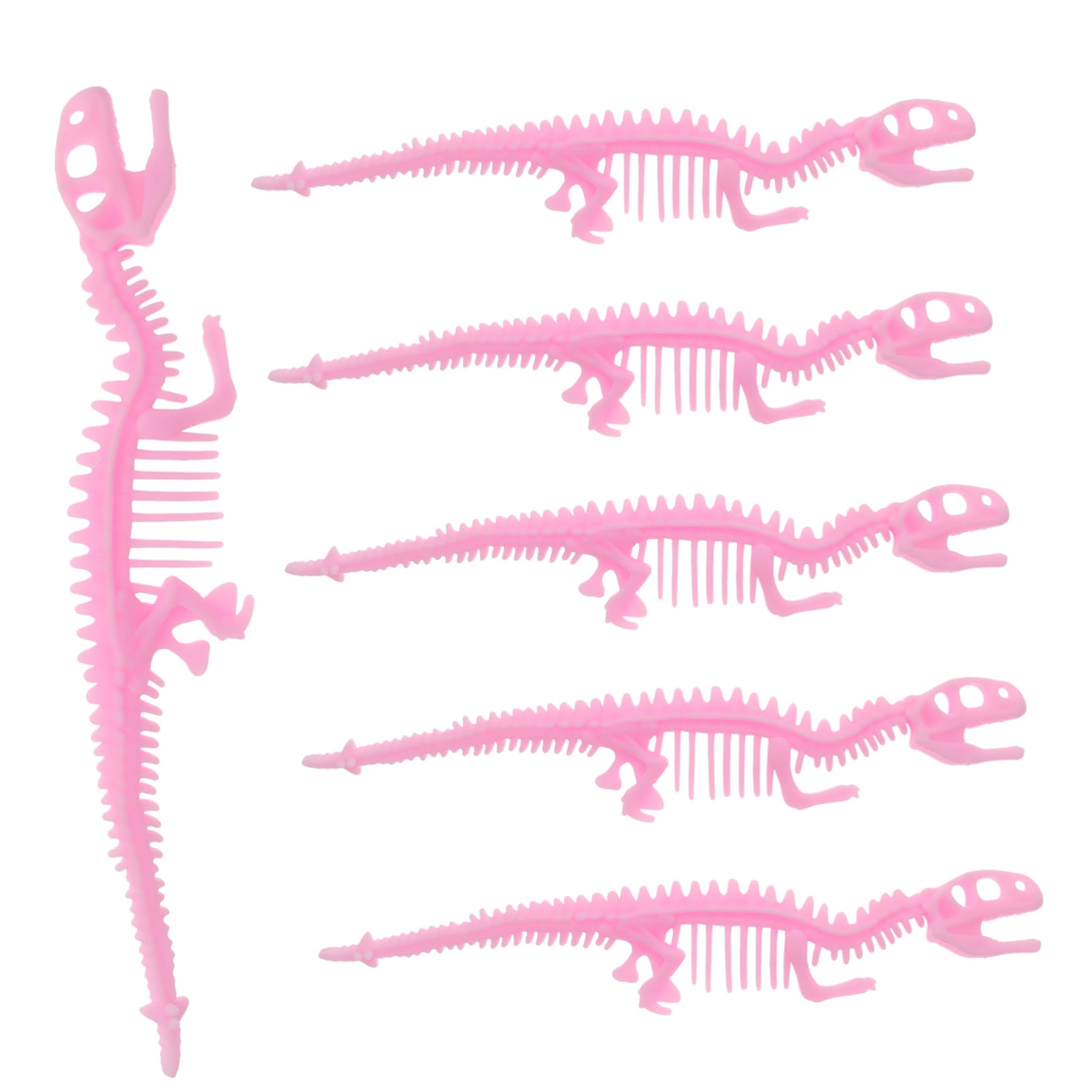 DIKACA 6-Pack Stretchy Fishbone Rope Toys - Dinosaur Pull String Fidget Toys for Kids, Sensory Stress Relief & Fun Playtime (Great for Classrooms, Birthday Gifts & Travel Activities)