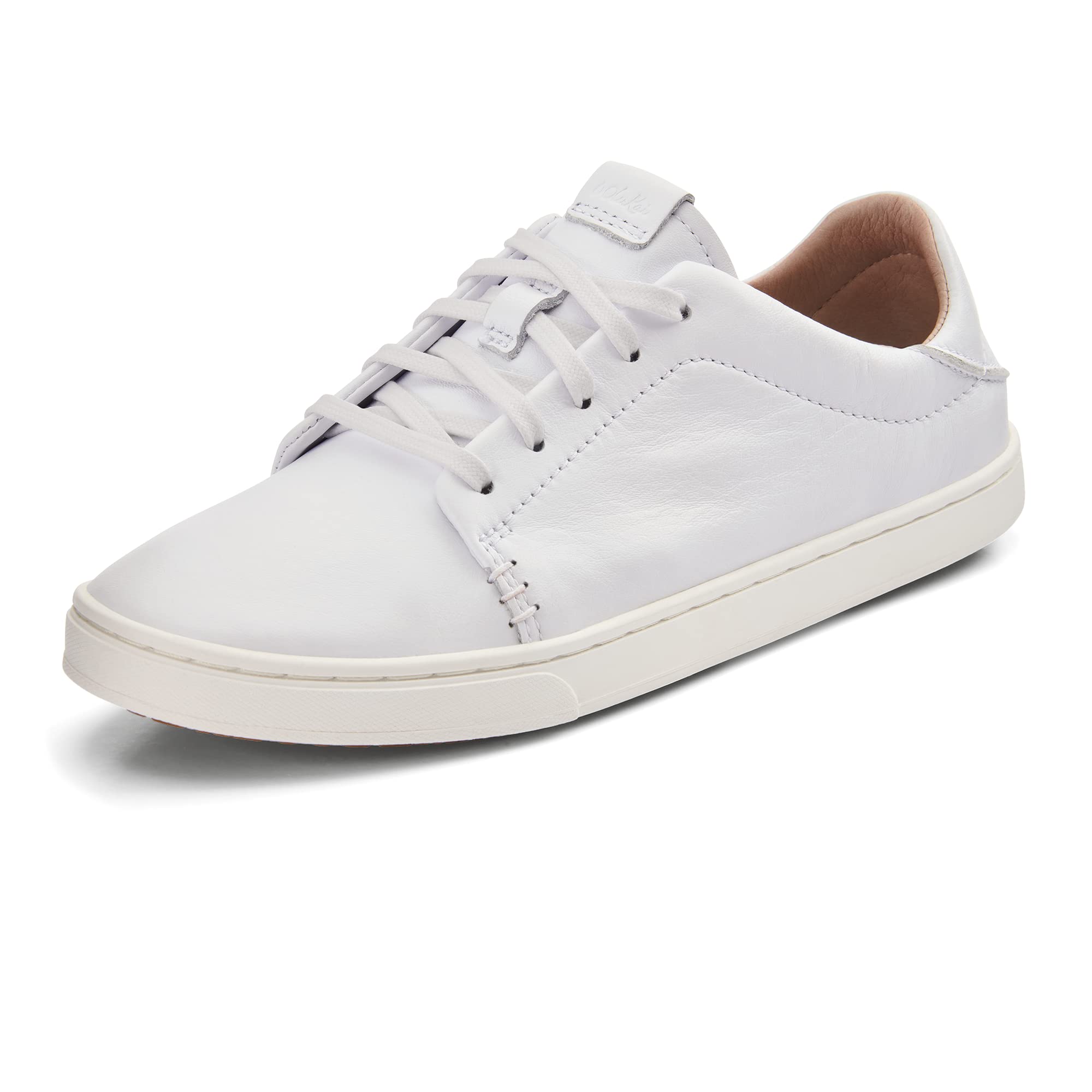 OLUKAI Pehuea Li 'ILI Women's Leather Sneakers - Casual Everyday Shoes with Drop-in Heel, Non-Marking Rubber Outsole for All-Day Comfort | Perfect for Walking, Travel & Office Wear