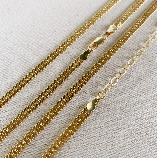 18K Gold Filled Double Cuban Link Chain Anklet - 4.0mm Thick Curb Bracelet for Women | Elegant Ankle Jewelry for Parties, Beach Wear & Everyday Fashion Accessories