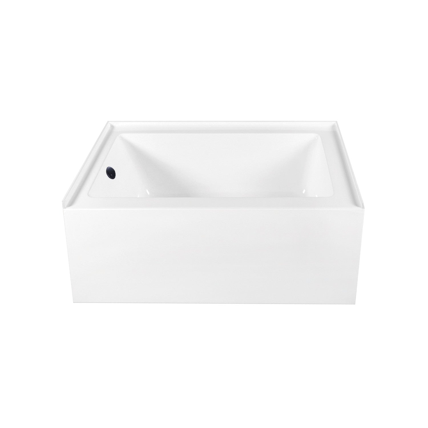 Aqua Eden 60 Inch Acrylic Rectangular 3-Wall Alcove Bathtub Combo with Waste & Overflow Drain - Glossy White/Matte Black (Left Hand Drain) - Perfect for Modern Bathroom Renovations and Spa-Like Retreats