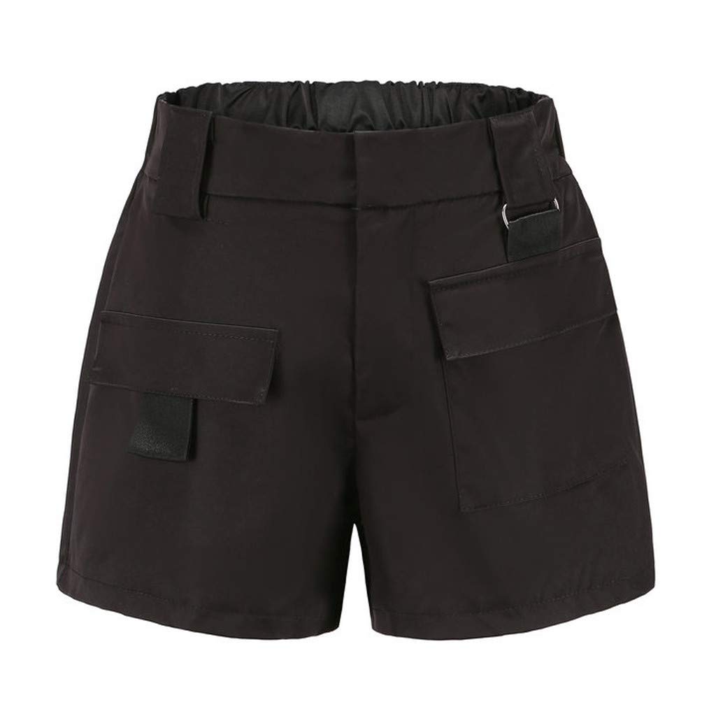 Women's High Waist Cargo Shorts - Summer Casual Beach Shorts with Pockets for Sports & Outdoors