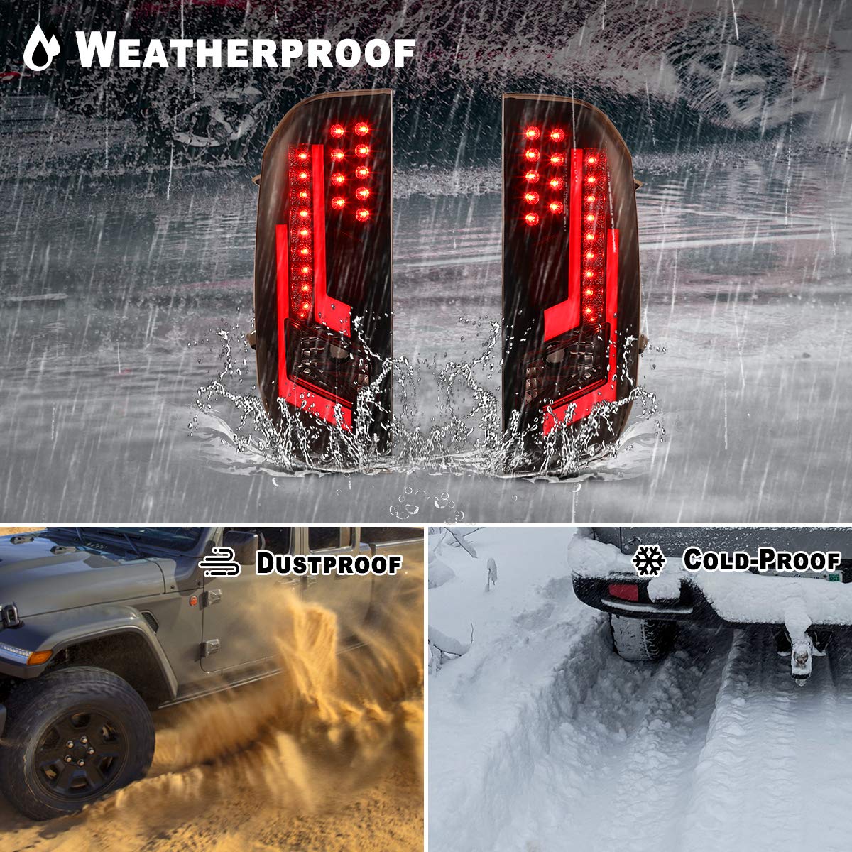 ROXX LED Tail Lights Assembly for 2014-2020 Toyota Tundra - Smoked LED Turn Signal, DRL & Brake Lights - Replacement Kit for Pickup Truck (Driver & Passenger Side) - Perfect for Night Driving & Enhanced Safety