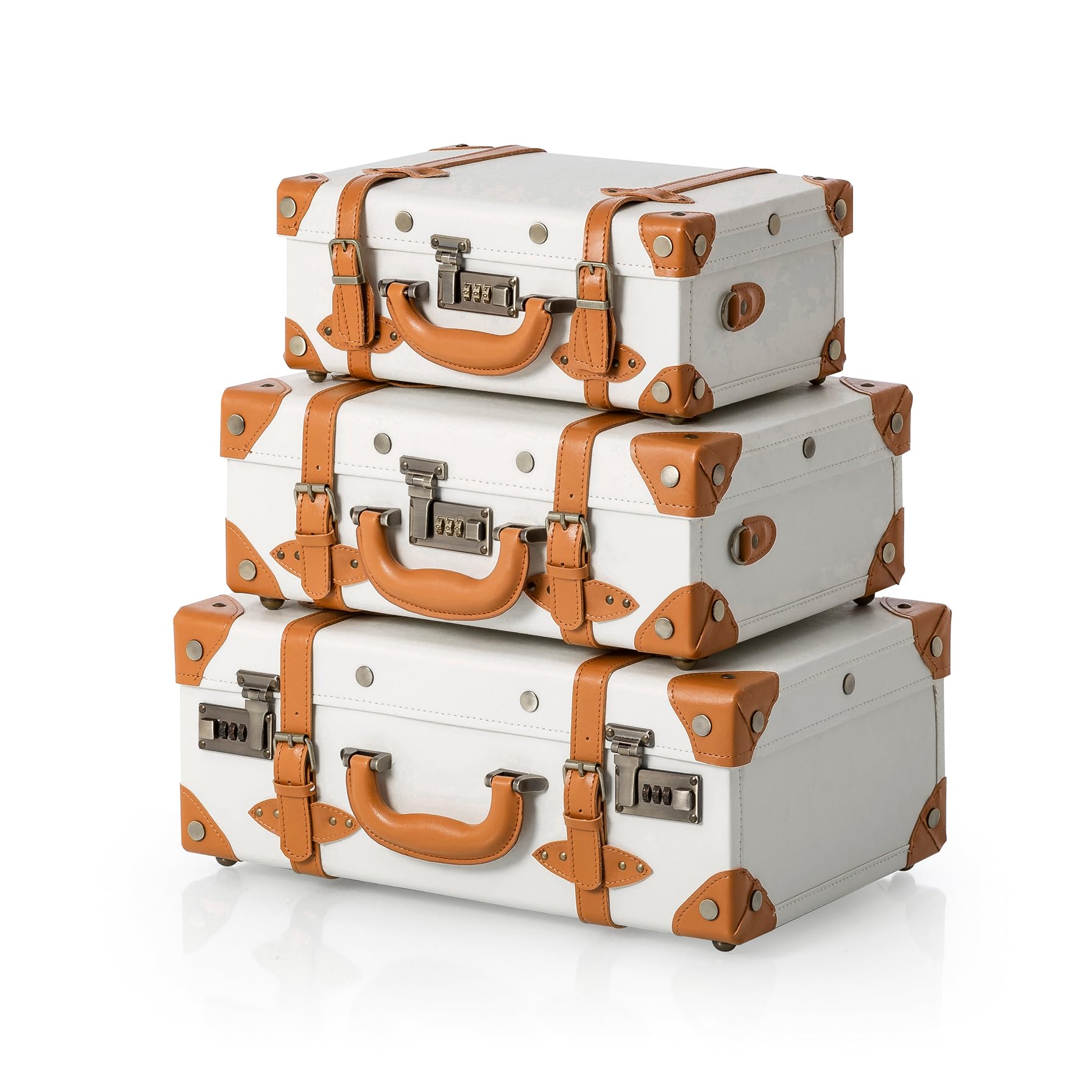 18 Inch Vintage Pearl White PU Carry On Suitcase for Women with Combination Locks - Perfect for Overnight Travel, Weekend Getaways & Airplane Cabin Luggage | COTRUNKAGE