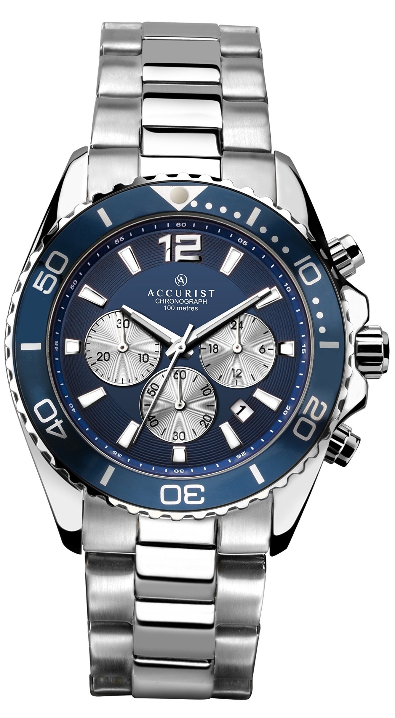 Accurist Men's Quartz Chronograph Watch with Stainless Steel Bracelet - Stylish Dress Watch for Business, Casual & Everyday Wear
