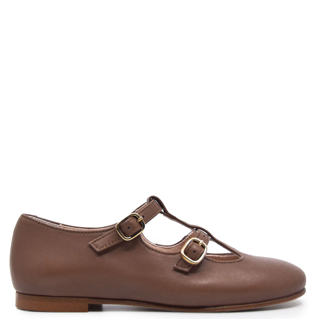Beberlis Soft Brown Double Strap Mary Jane Shoes for Women - Comfortable & Stylish Flats for Work, Casual Wear & Everyday Outfits