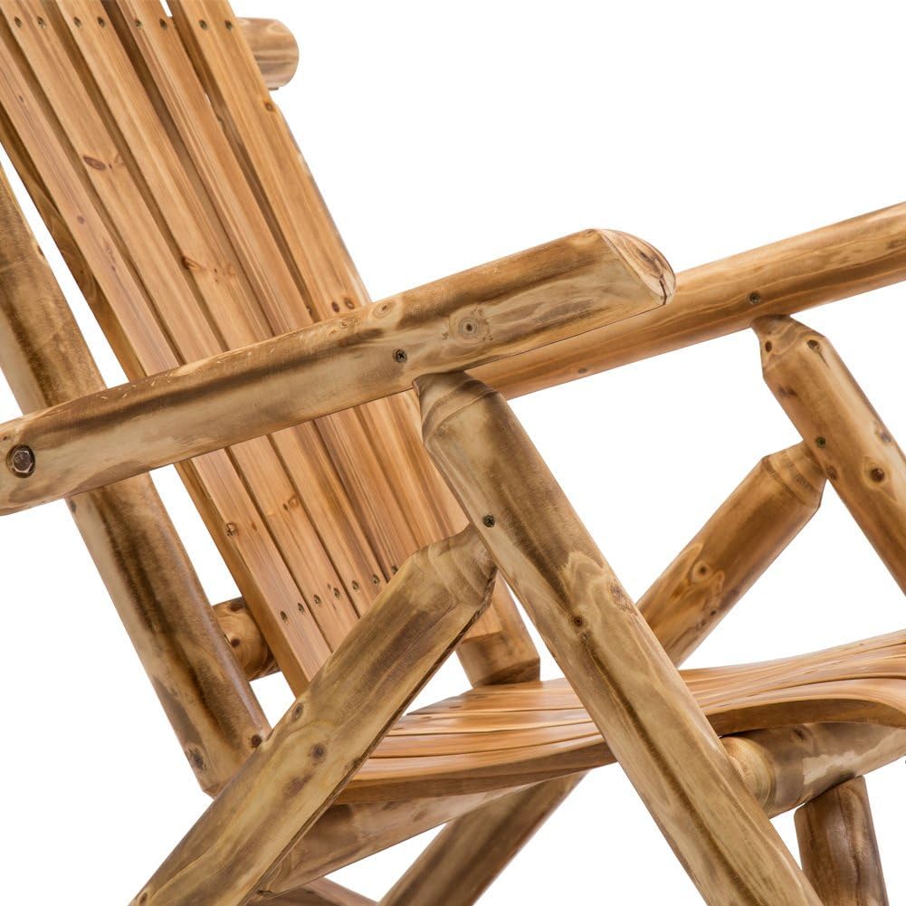 DJL Wooden Rocking Chair Set of 2 - Outdoor/Indoor Rocking Chairs for Adults - Patio, Porch, Balcony, Garden & Living Room Furniture - Solid Brown Wood Rockers - Perfect for Relaxing, Reading & Enjoying Nature