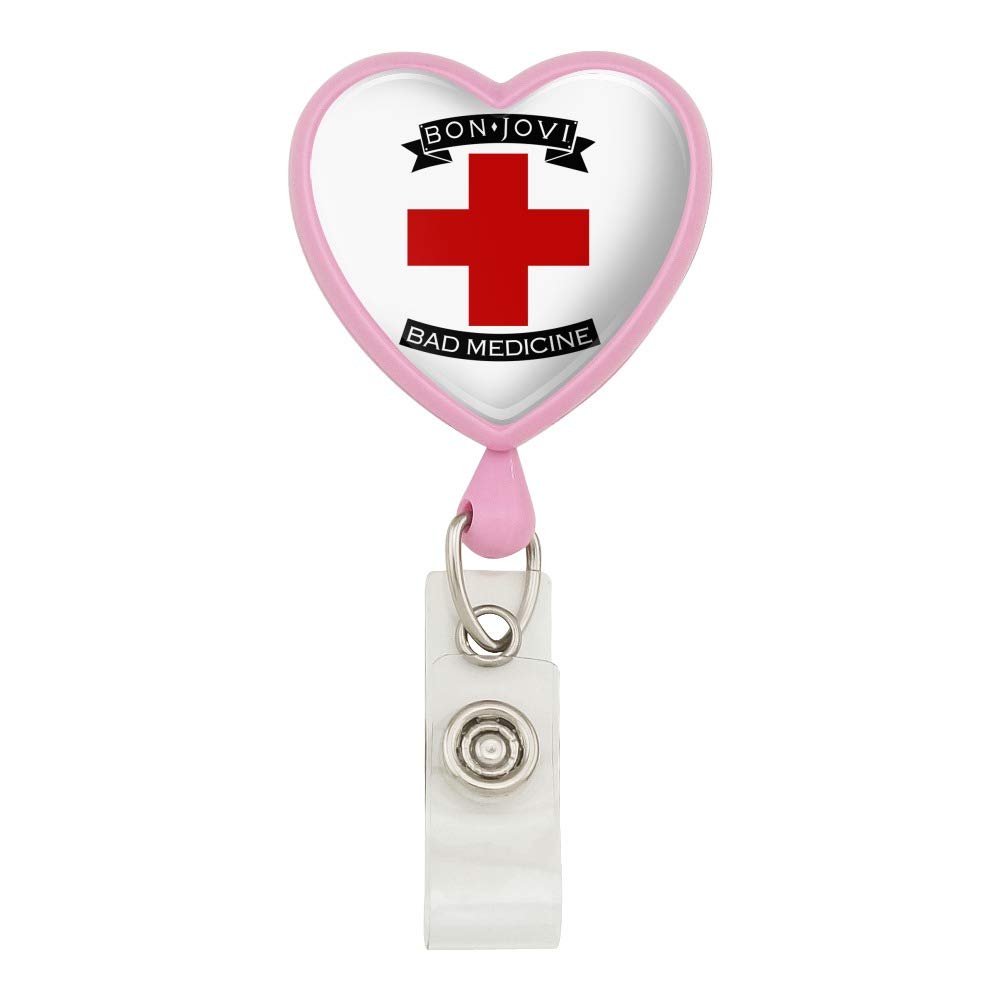Bon Jovi Bad Medicine Heart Retractable Lanyard with ID Card Holder - Perfect for Concerts, Work & Events | Rock Music Fan Accessory