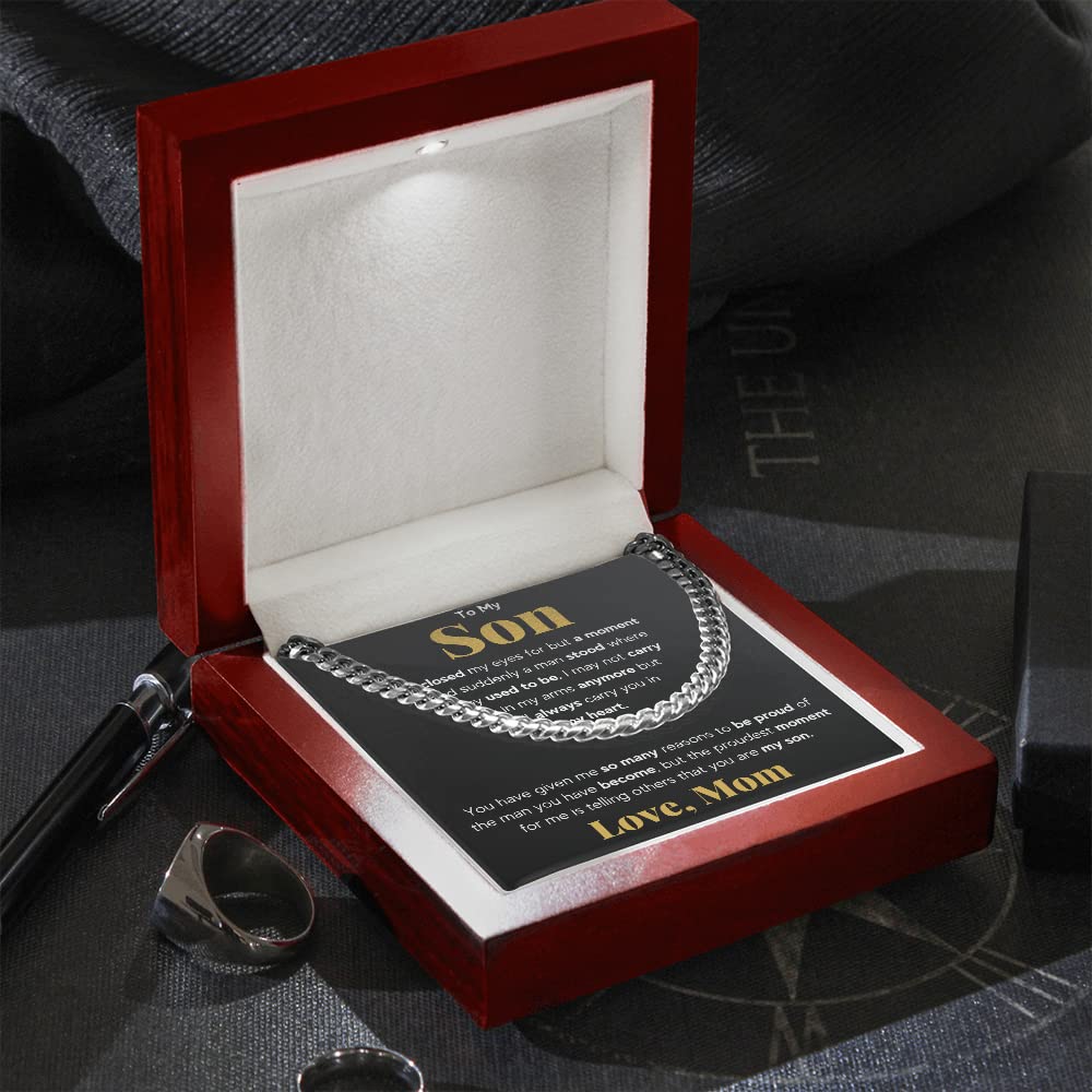 Mom & Son Necklace Gift - Cuban Link Chain for Birthday, Graduation & Christmas