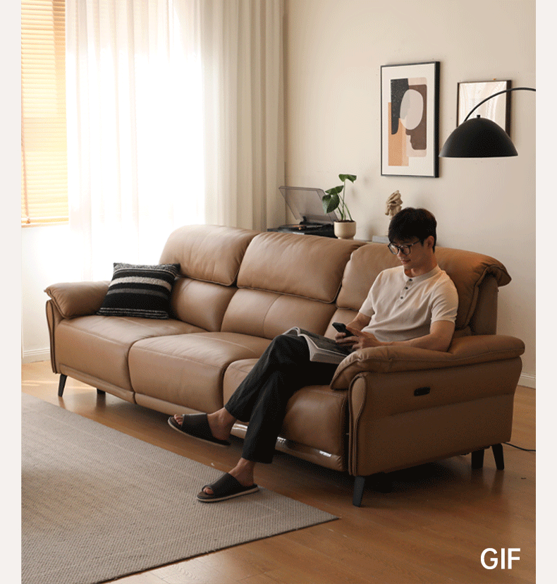 Modern Genuine Leather Cowhide Down Sofa - Luxurious Comfort for Living Room, Office & Lounge Spaces