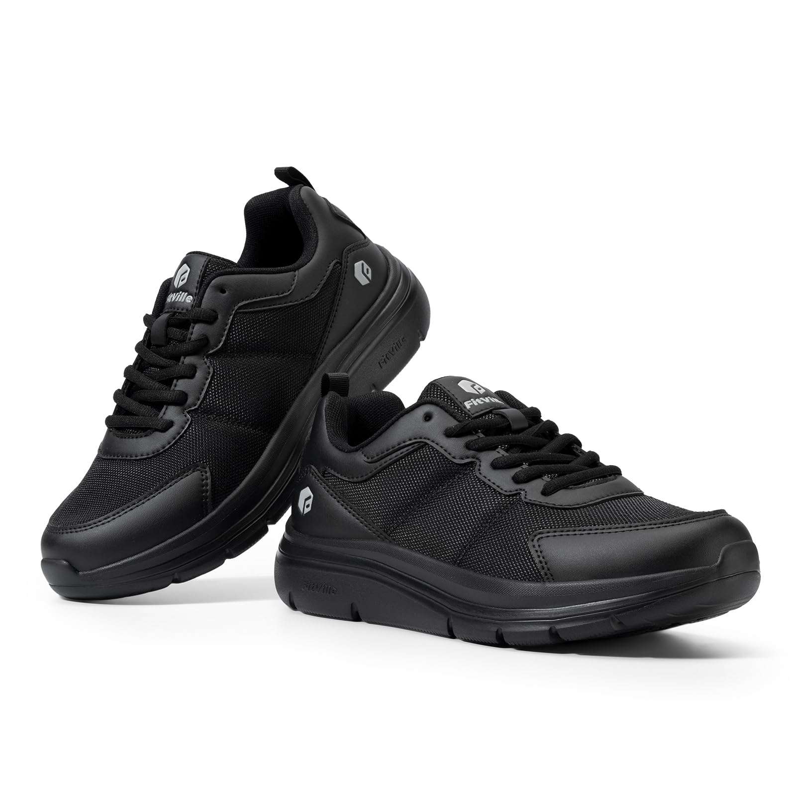 FitVille Men's Wide Width Walking Shoes - Lightweight Comfortable Sneakers with Max Cushioning for Plantar Fasciitis Relief - Perfect for Daily Walking, Workouts & Pain Relief