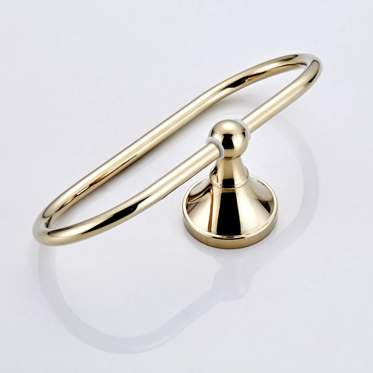 VOSAREA Oval Copper Towel Ring - Modern Chrome Bathroom Towel Holder for Toilet, Kitchen & Bathroom - Rust-Resistant Wall-Mounted Hanging Hook (Golden Finish) - Perfect for Spa, Guest Bath & Luxury Home Decor