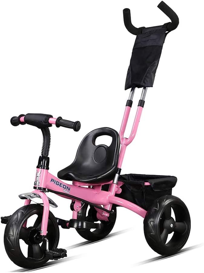 Foldable Toddler Tricycle for Kids 1-6 Years Old - Push & Ride Dual-Purpose Bike with Parent Handle - Perfect Outdoor Toy Gift for Boys & Girls (Pink) - Great for Park Rides, Backyard Play & Learning Balance