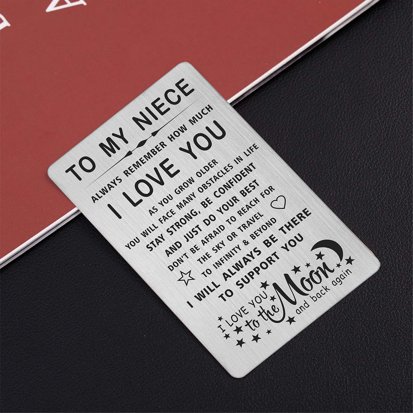 TANWIH I Love My Niece Metal Wallet Card Gift from Aunt & Uncle - Perfect for Birthday, Graduation, Christmas - Thoughtful Present for Special Occasions & Everyday Carry