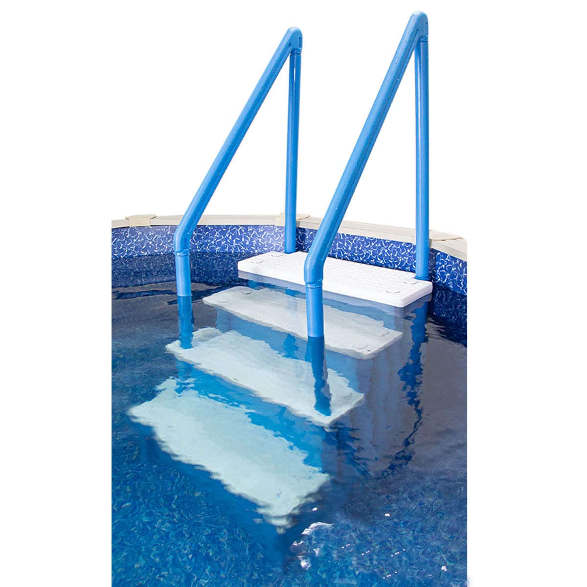 **Anti-Slip Above Ground Pool Steps to Deck – Heavy Duty 250lb Capacity Safety Ladder for Inground & Above Ground Pools – Blue & White Design – Perfect for Backyard, Family Swim Safety & Easy Pool Access**