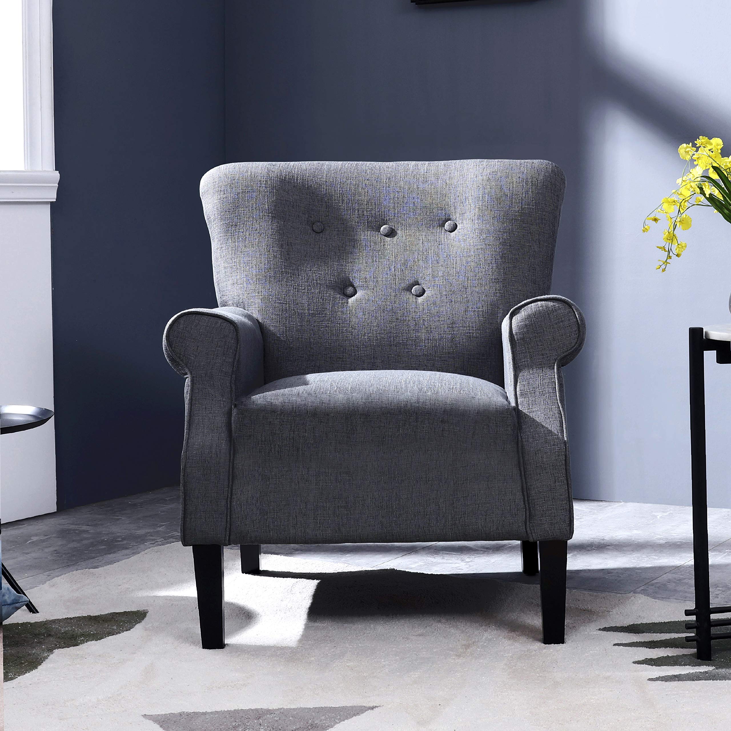 Romayard 2-Piece Mid Century Modern Accent Chairs - Upholstered Armchairs for Living Room, Bedroom, Office & Lounge - Comfortable Single Sofa Chairs for Home Decor, Reading Nook & Coffee Shop Seating