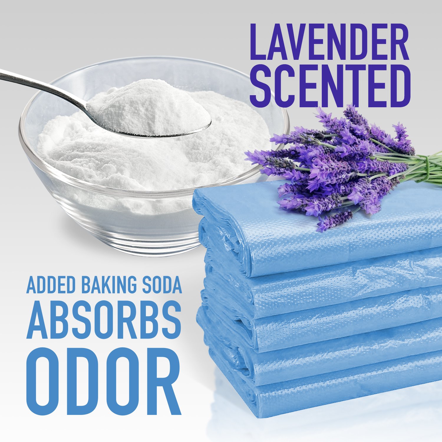 Lavender Scented Biodegradable Diaper Bags - 200 Count Refill Pack | Odor Absorbing Disposable Baby Diaper Trash Bags | Essential for Diaper Pails, Nursery, Travel & On-the-Go Parents (Blue)