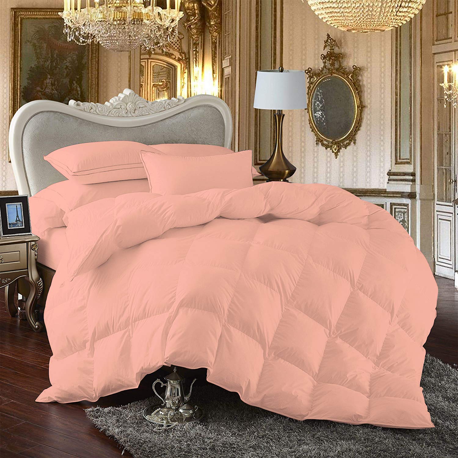 Kooton King Deluxe All-Seasons Super King Size 1200 Thread Count Solid Peach Down Alternative Comforter - Ultra Soft Premium 100% Egyptian Cotton Bedding - Perfect for Master Bedrooms, Guest Rooms & Luxury Hotels