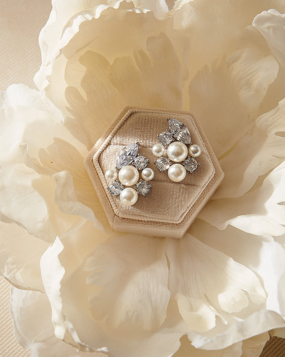 Rebecca Pearl Stud Earrings - Classic 5mm White Freshwater Pearl Earrings for Women, Hypoallergenic Surgical Steel, Elegant Gift for Brides, Anniversary & Everyday Wear (Pair)