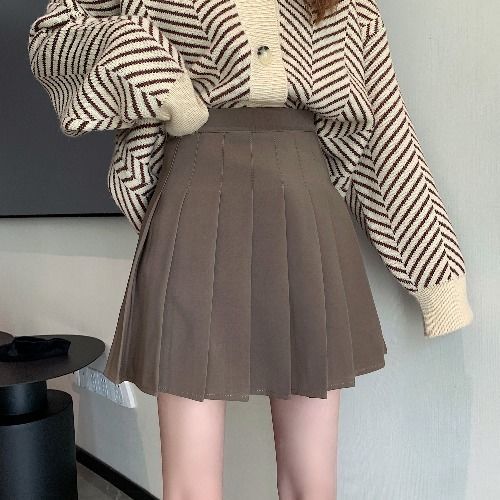 Lovevop Women's Pleated Mini Skirt - High Waist A-Line Short Skirt for School, Korean Fashion Preppy Style | Perfect for College, Casual Wear & Back to School Outfits