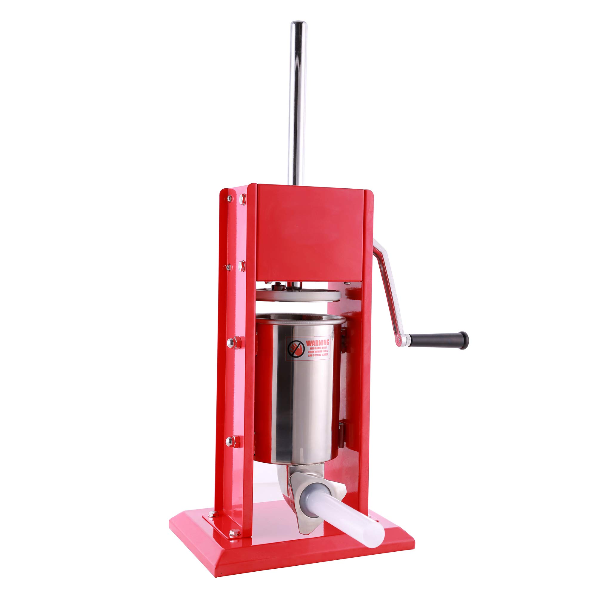 3L/7Lbs Stainless Steel Vertical Sausage Stuffer - Commercial Grade Sausage Maker with Red Body for Home Kitchen & Butcher Shop | Perfect for Making Italian, Breakfast, and Homemade Sausages