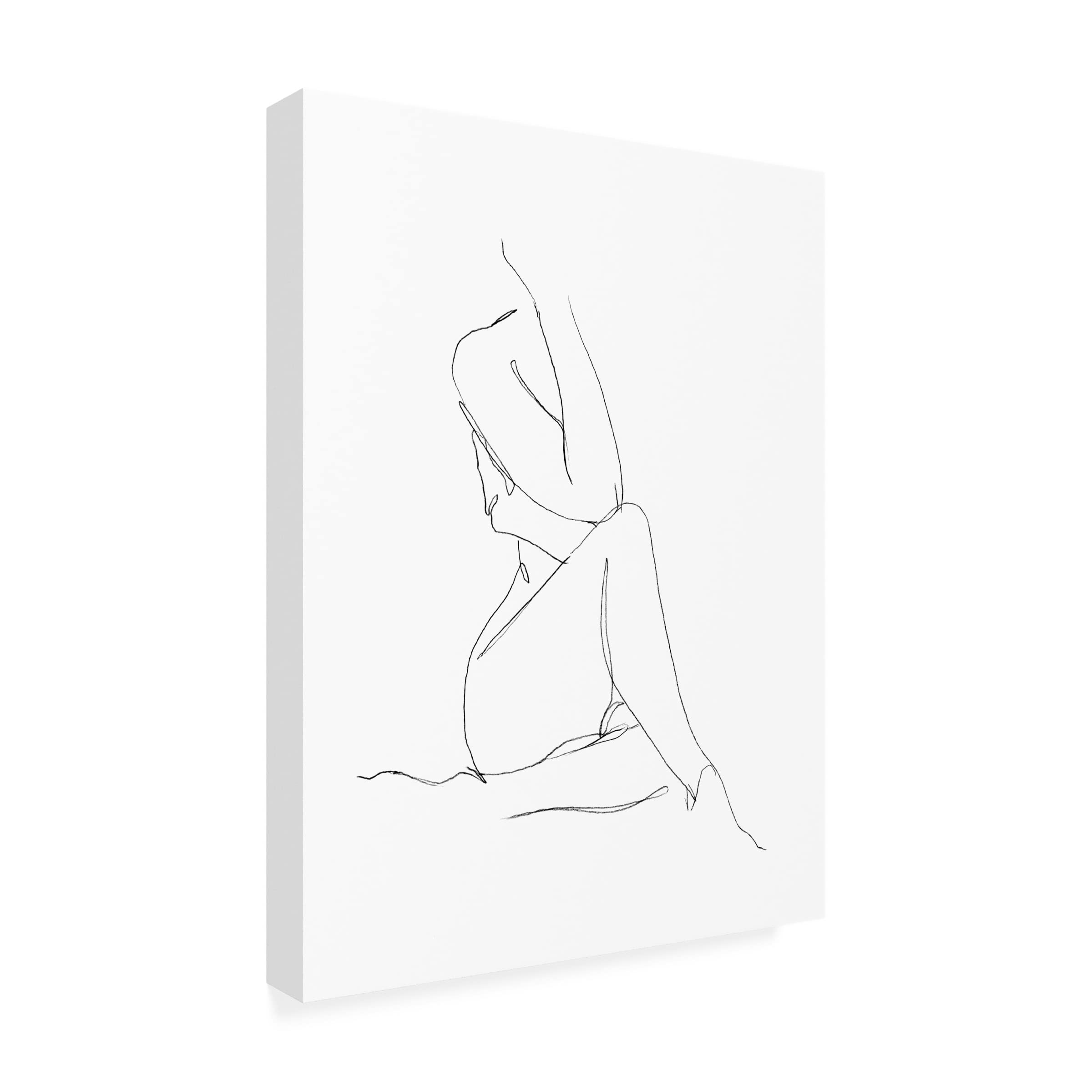 Trademark Fine Art 'Nude Contour Sketch I' Canvas Wall Art by Ethan Harper - Elegant Figure Drawing for Living Room & Bedroom Decor