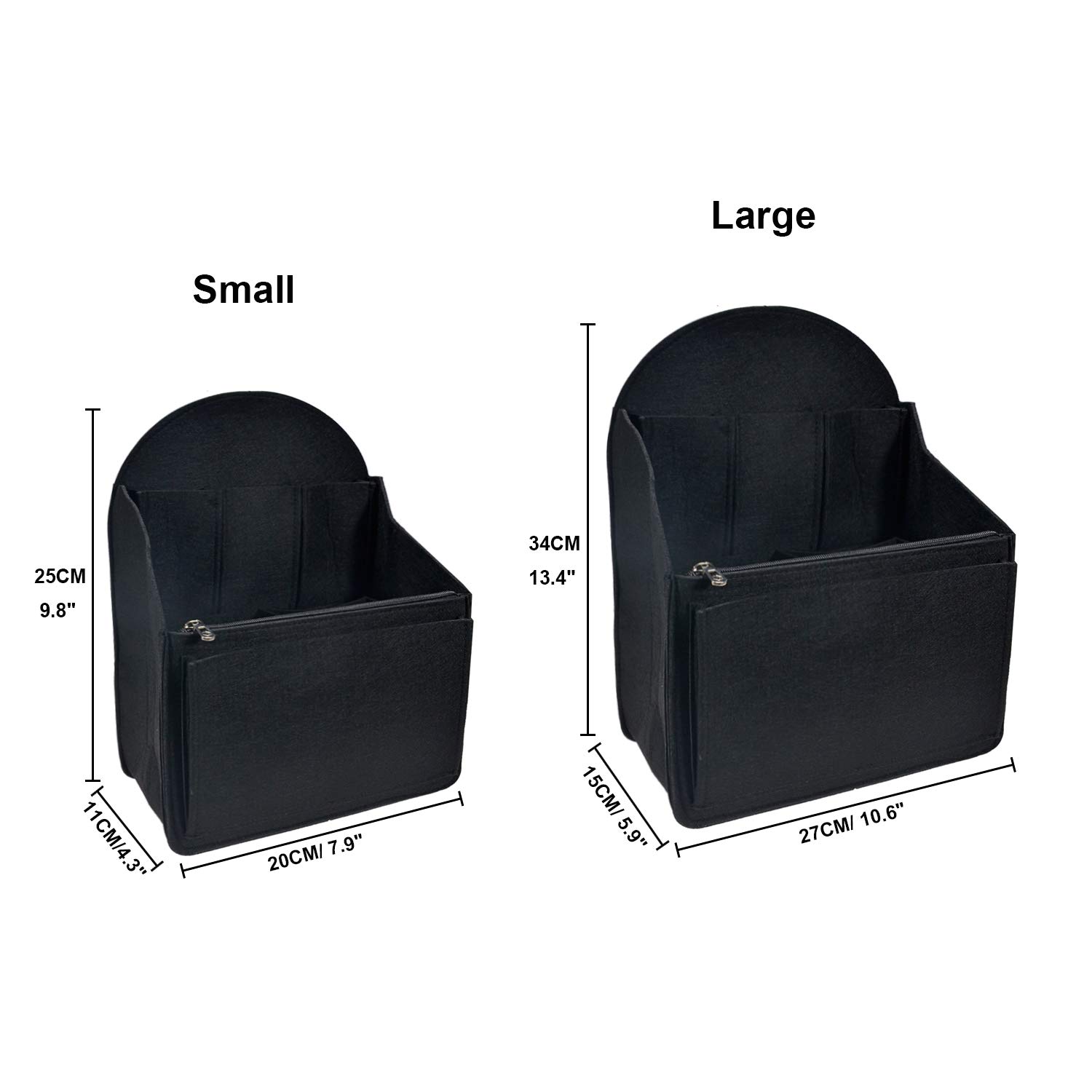 Felt Backpack Organizer Insert for Men & Women - Small Black for Travel & Work
