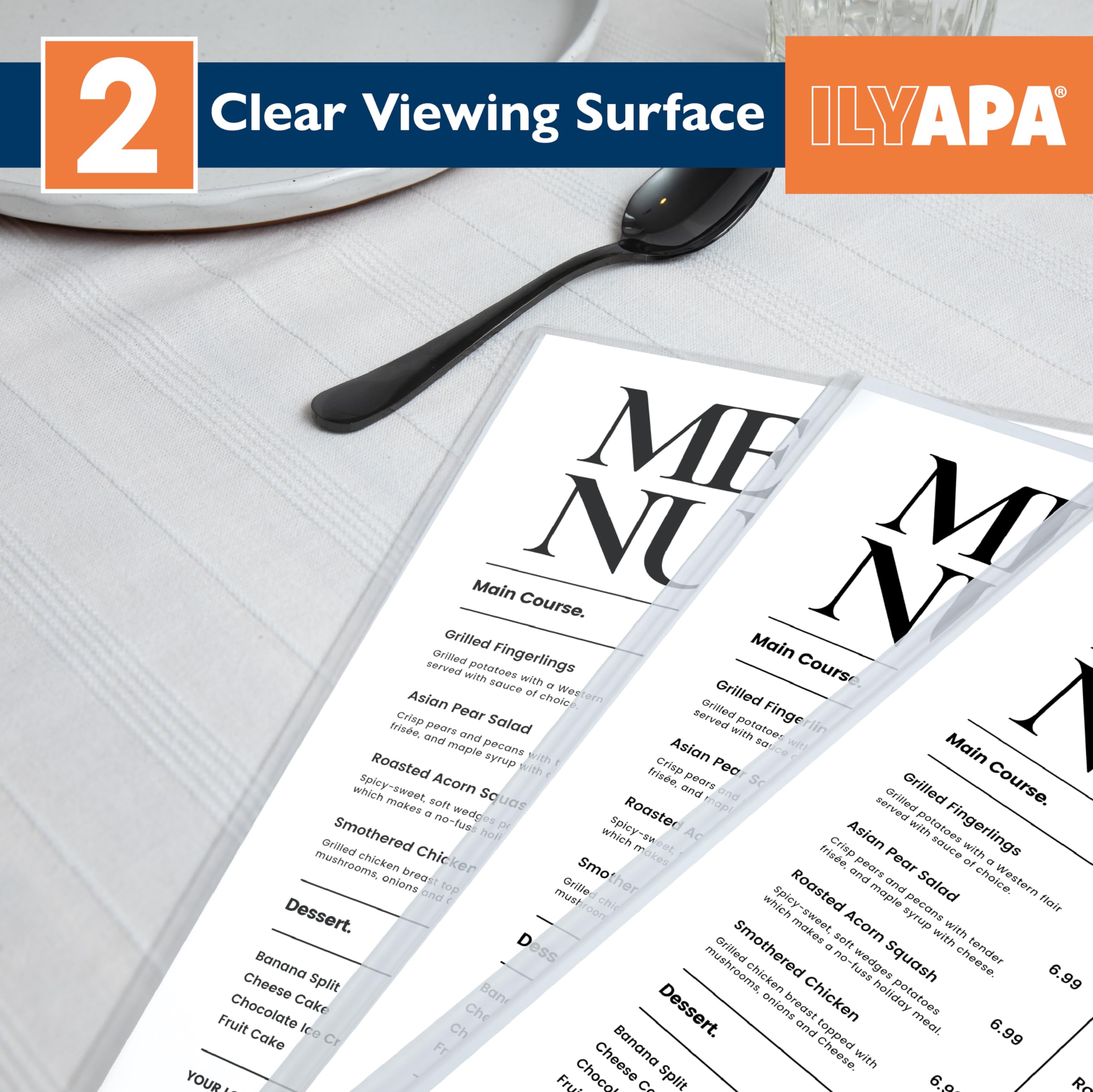 Ilyapa 8.5 x 14 Inch Restaurant Menu Covers - 30 Pack Single Page PVC Plastic Sheet Protectors | Durable Clear Menu Holder Sleeves for Restaurants, Cafes & Bars | Perfect for Daily Use, Menu Updates & Customer Protection