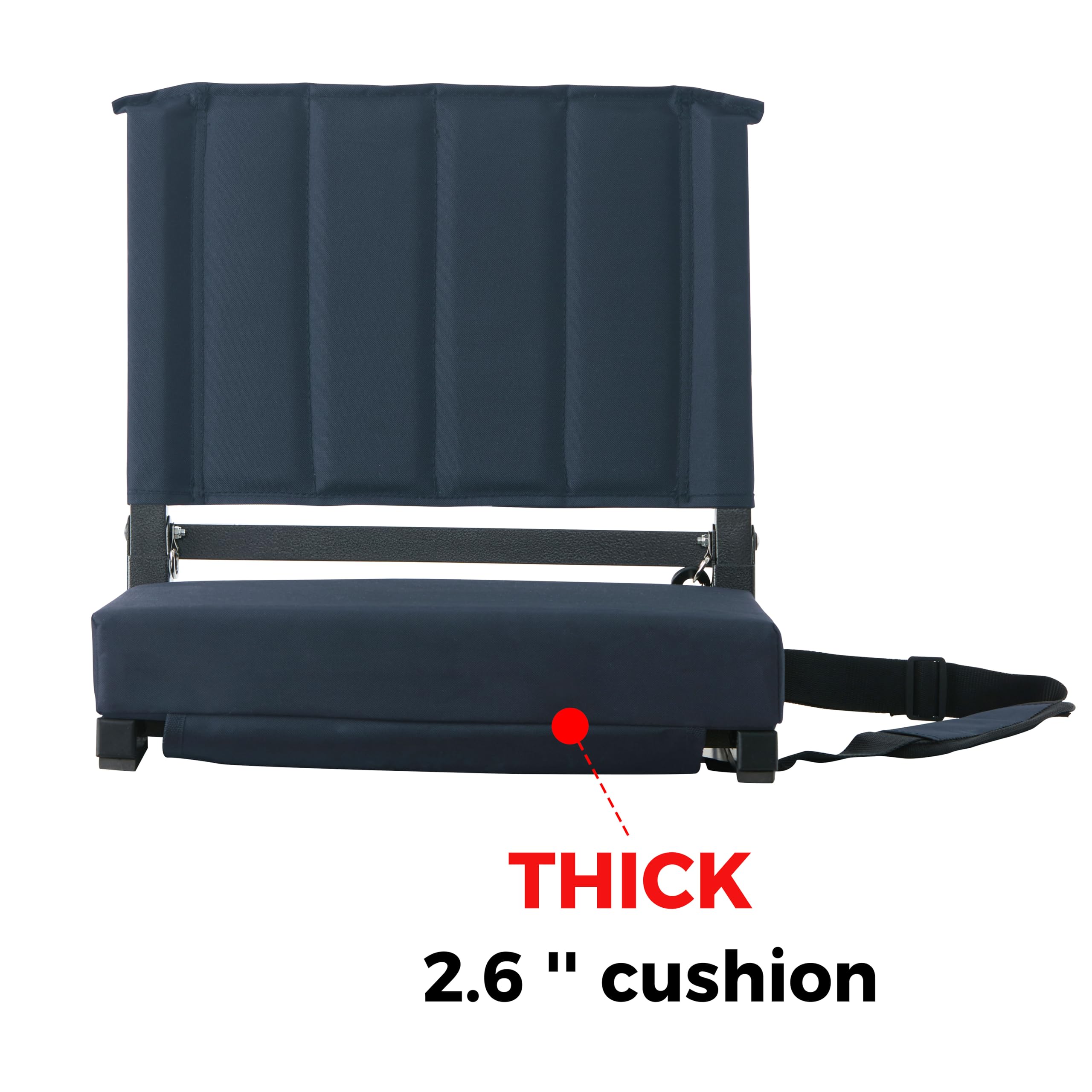 SPORT BEATS Stadium Seats with Back Support - Portable Bleacher Chairs with Thick Cushion & Shoulder Strap - Comfortable Foldable Seat for Football Games, Baseball, Concerts & Outdoor Events