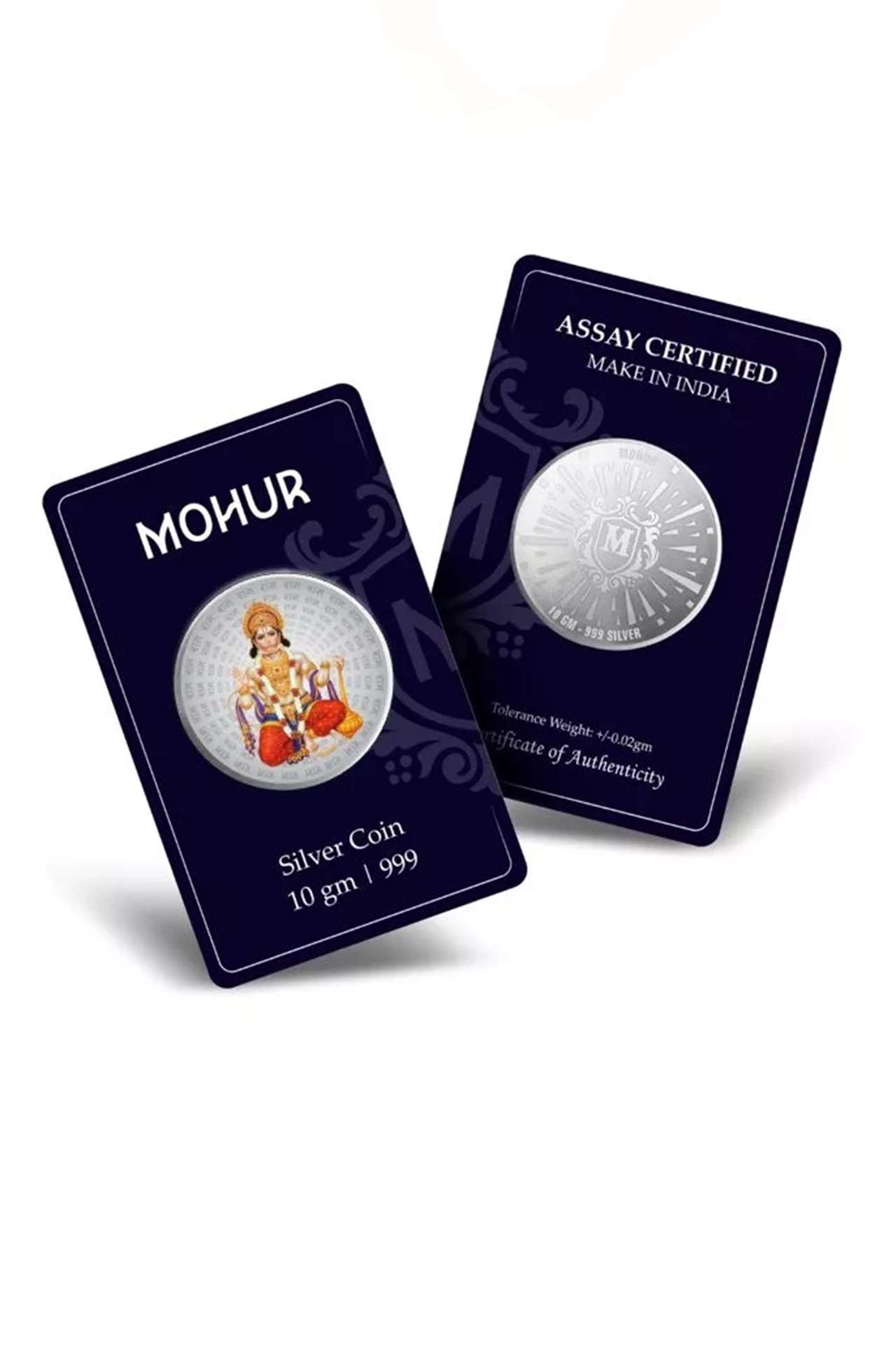 999 Pure Silver Hanuman Ji 10 Grams Coin (Design 23) - Authentic Hindu God Collectible for Puja, Meditation & Home Decor
