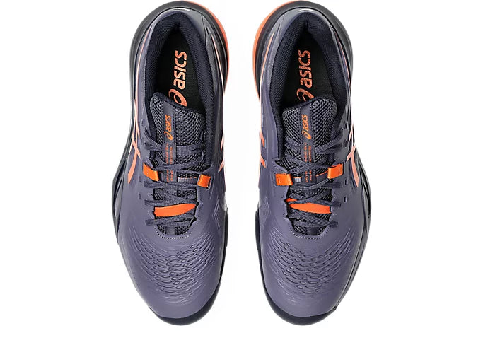 ASICS Men's Gel Resolution X Tennis Shoes - Purple Grey/Shocking Orange | High-Performance Court Shoes for Competitive Play & Training