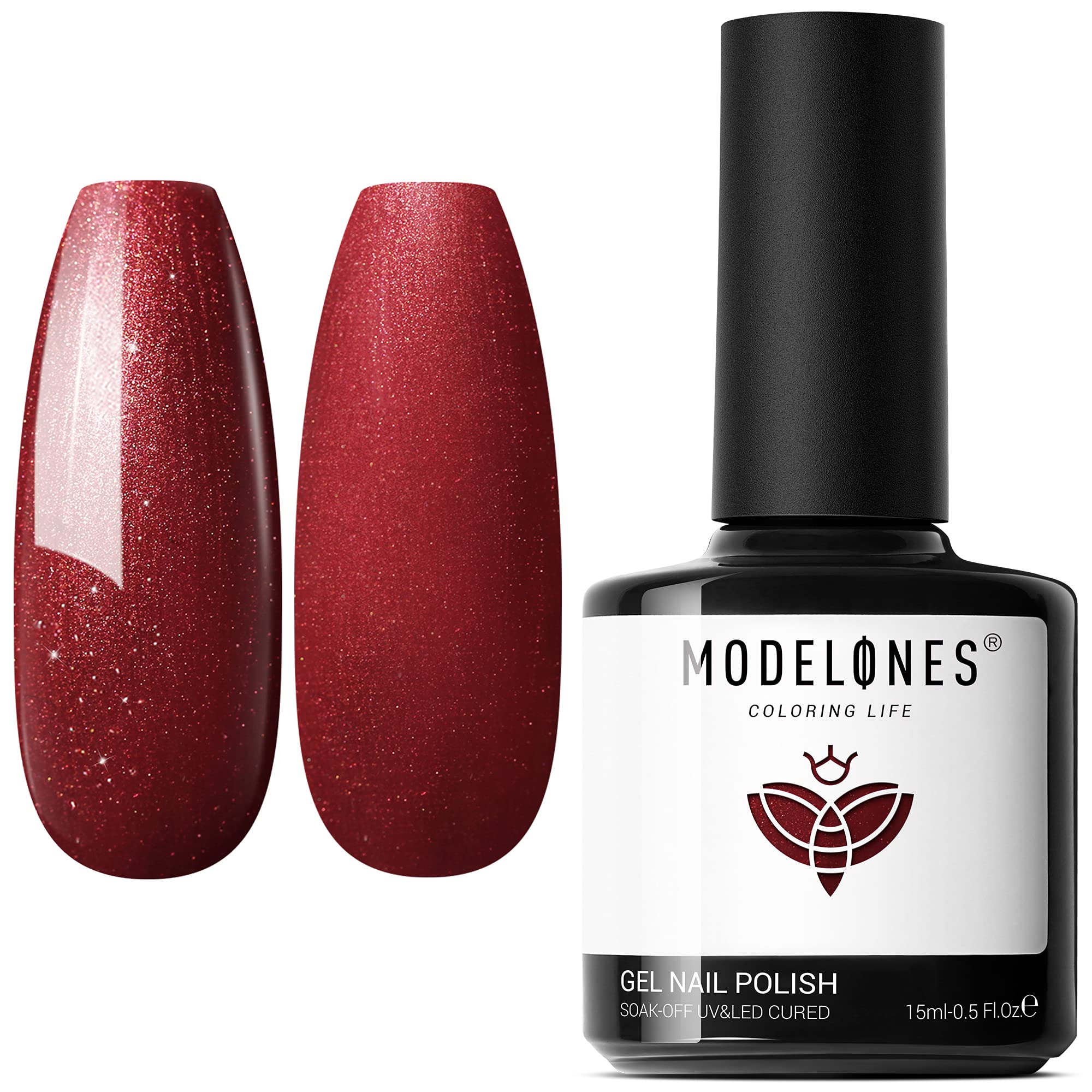 Modelones Red Gel Nail Polish Kit - 15ML (0.5 Fl Oz) Burgundy Dark Red Soak Off LED UV Gel Polish for Long Lasting Manicure | Perfect for Salon, Home Nail Art & DIY Gel Nails