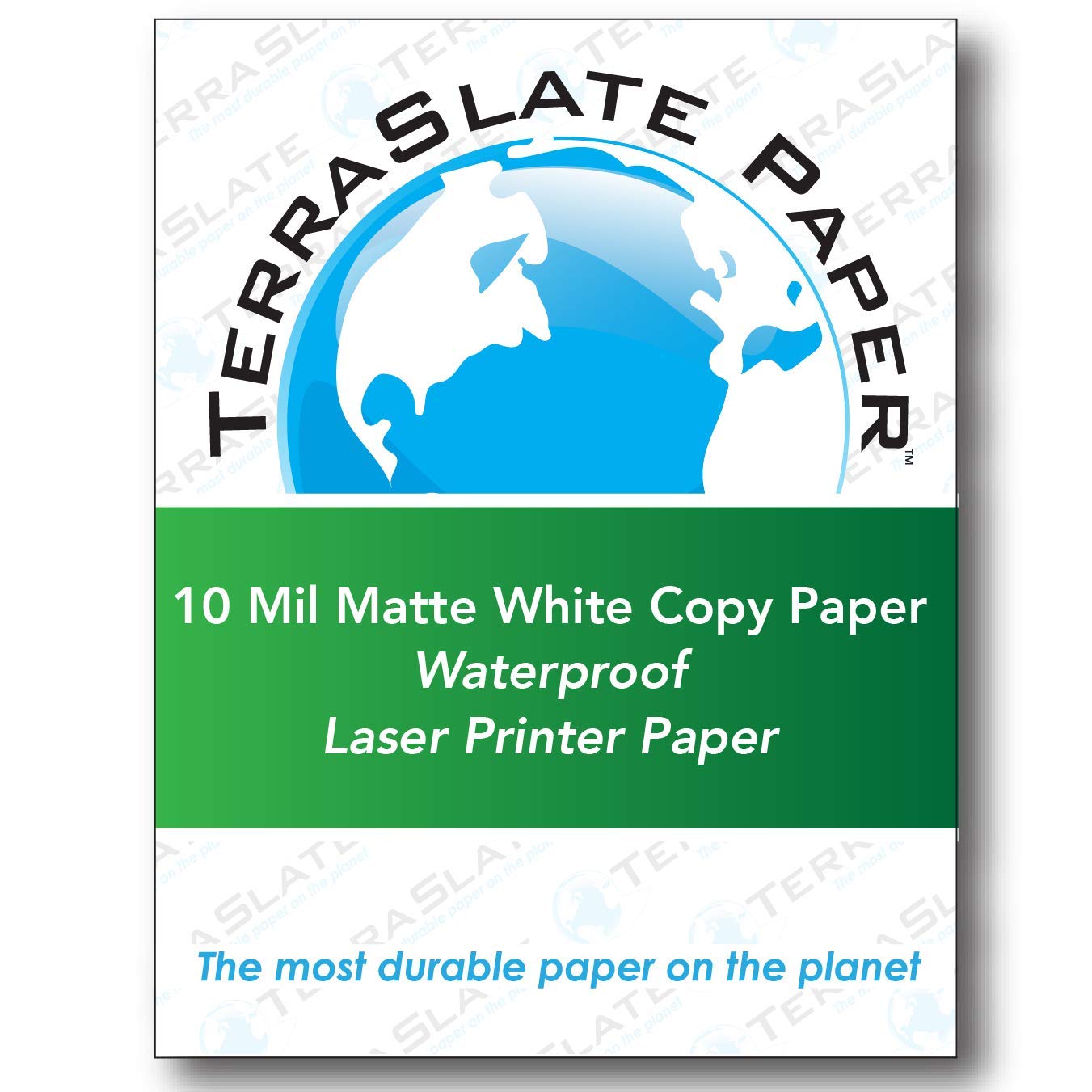 Waterproof Laser Printer Paper - TerraSlate 10 MIL 8.5x11-inch Copy Paper (25 Sheets) for Outdoor Signs, Rainproof Documents & Weather-Resistant Printing - Ideal for Construction Sites, Marine Use & Wet Environments