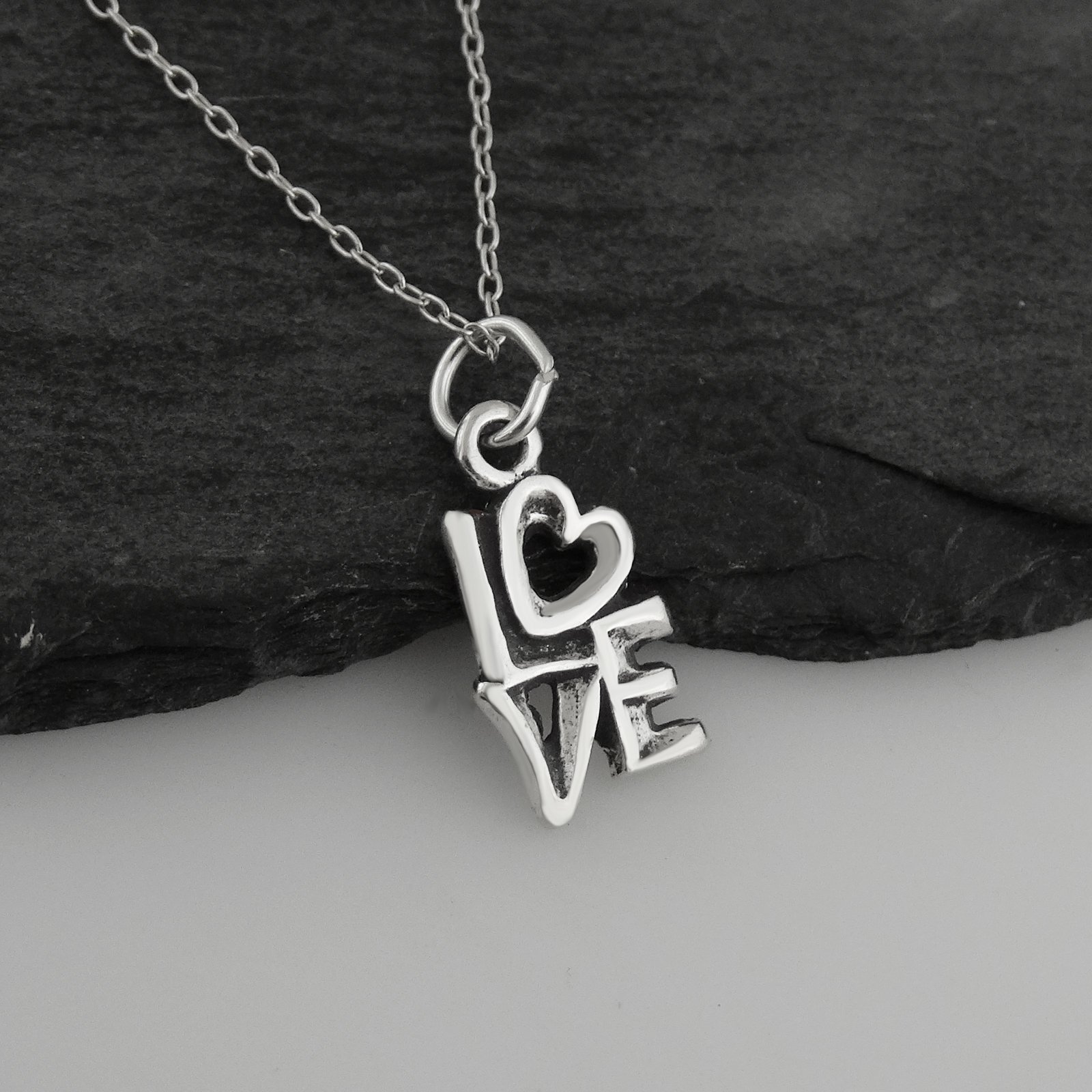 FashionJunkie4Life Sterling Silver Love Heart Pendant Necklace for Women - 18